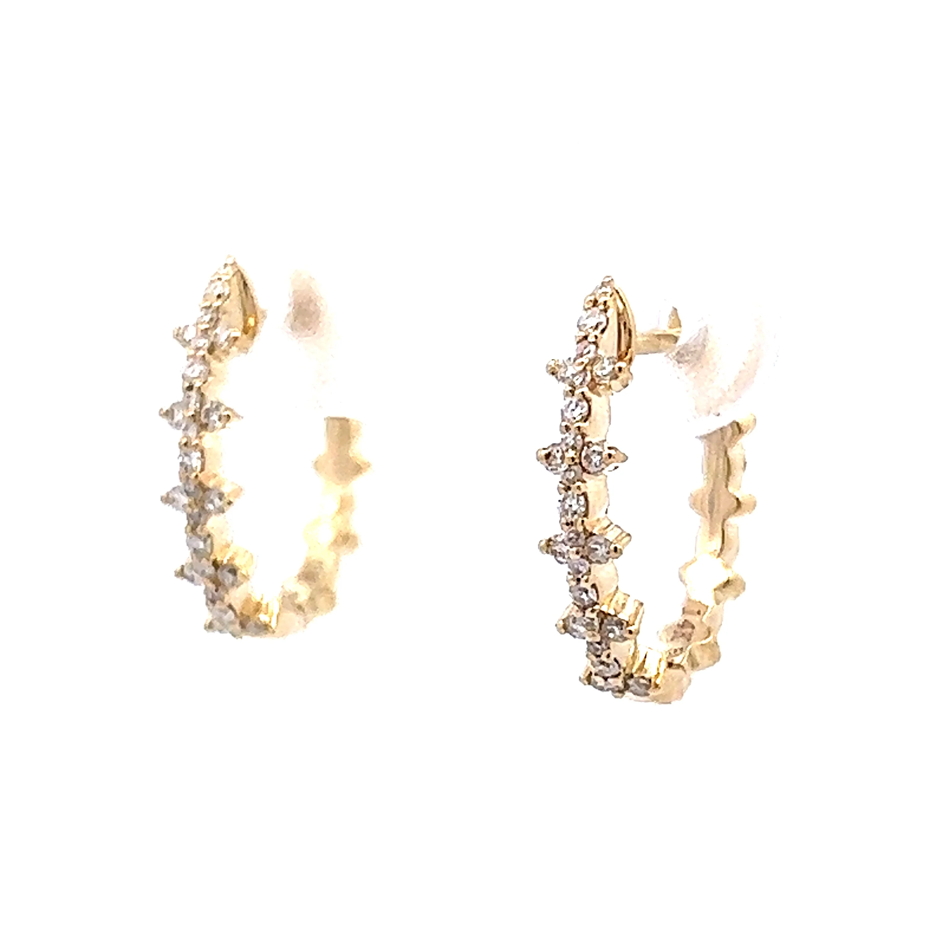 .19 Diamond Hoop Earrings in 14k Yellow Gold - Image 2