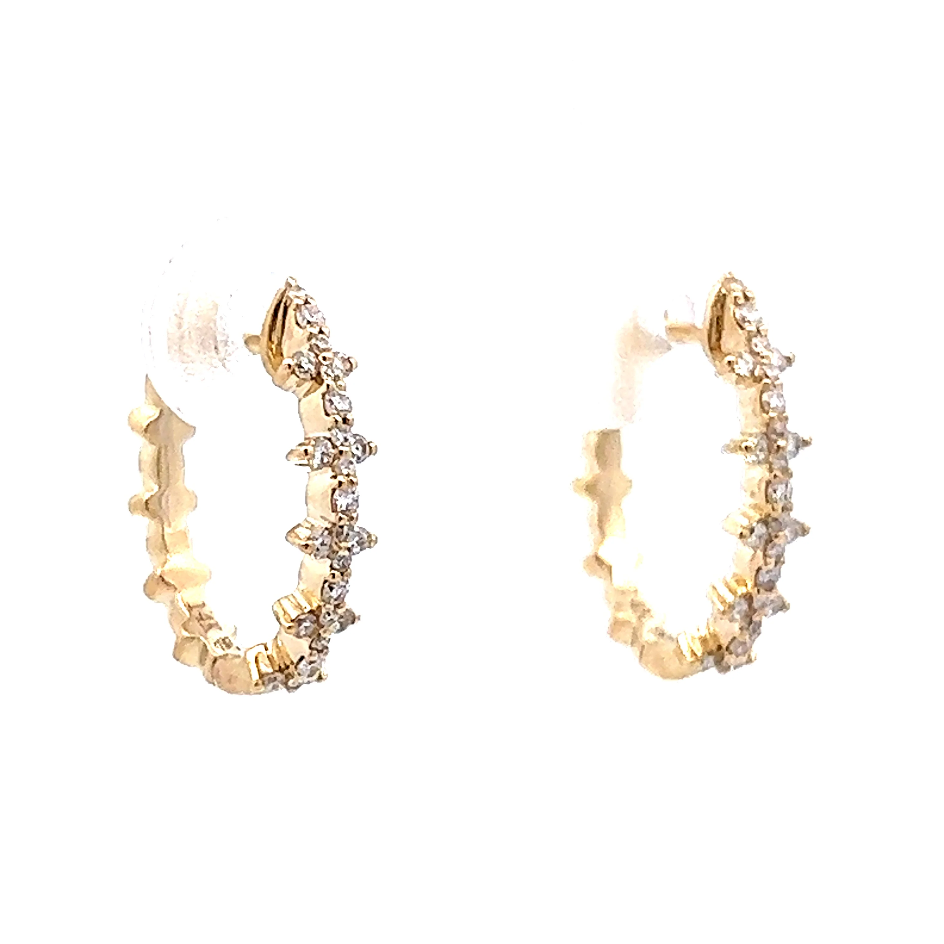 .19 Diamond Hoop Earrings in 14k Yellow Gold - Image 3