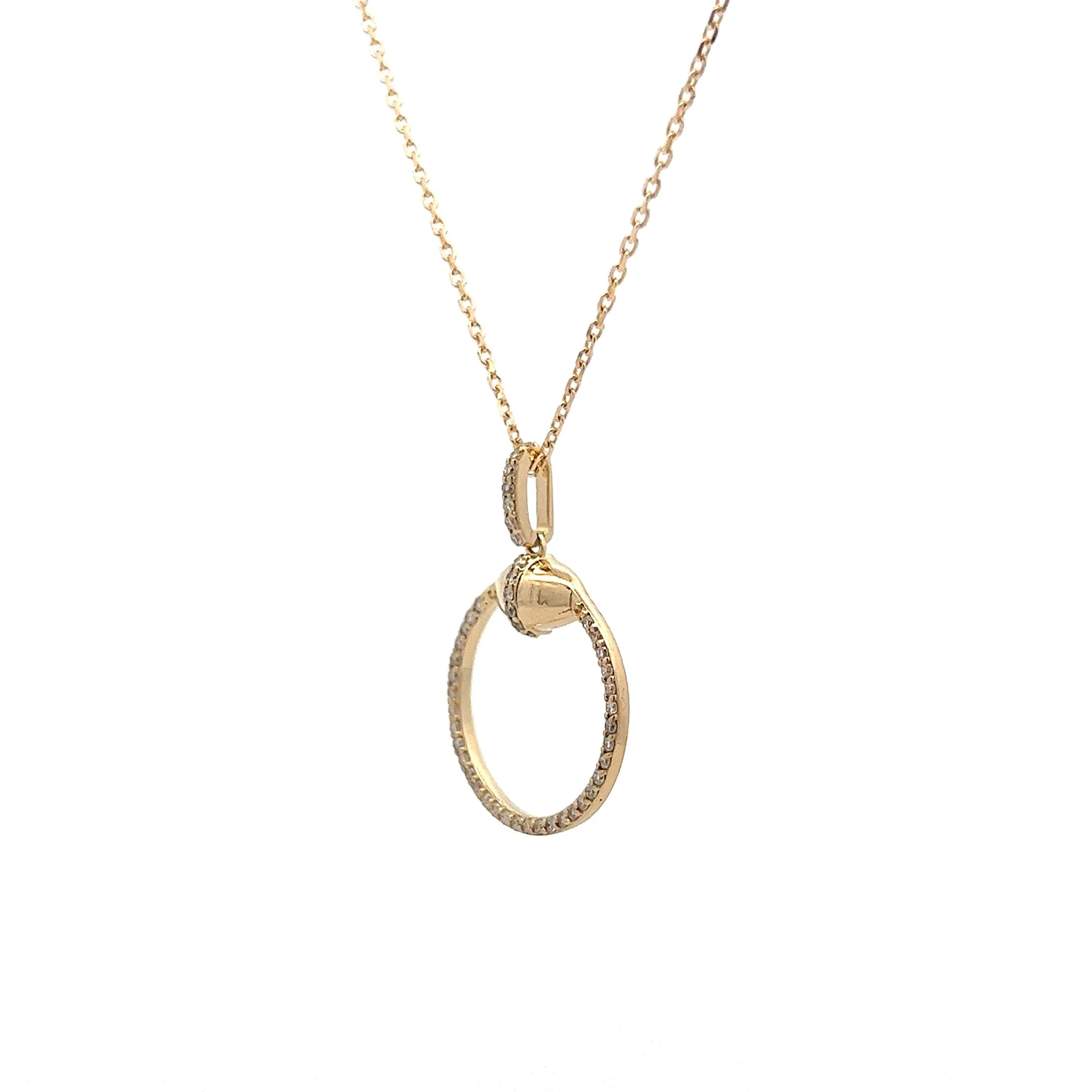 .19 Diamond Pave Pendant Necklace in 14k Yellow Gold - Image 2