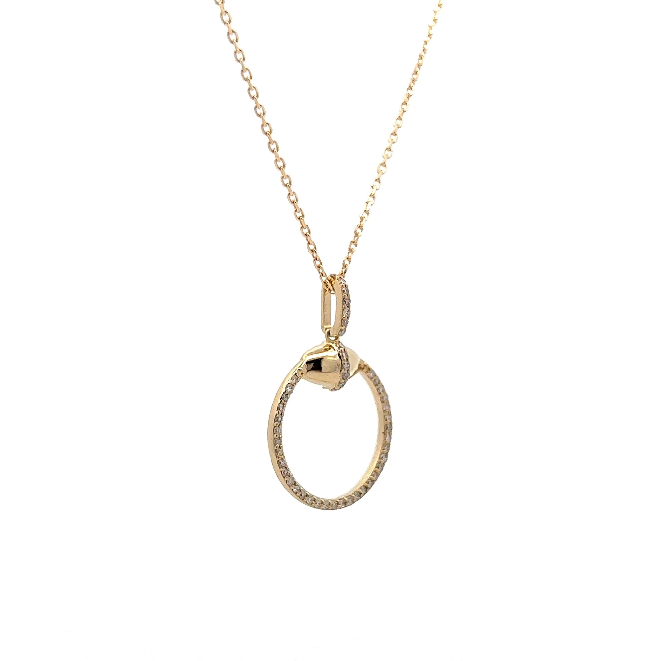 .19 Diamond Pave Pendant Necklace in 14k Yellow Gold - Image 3