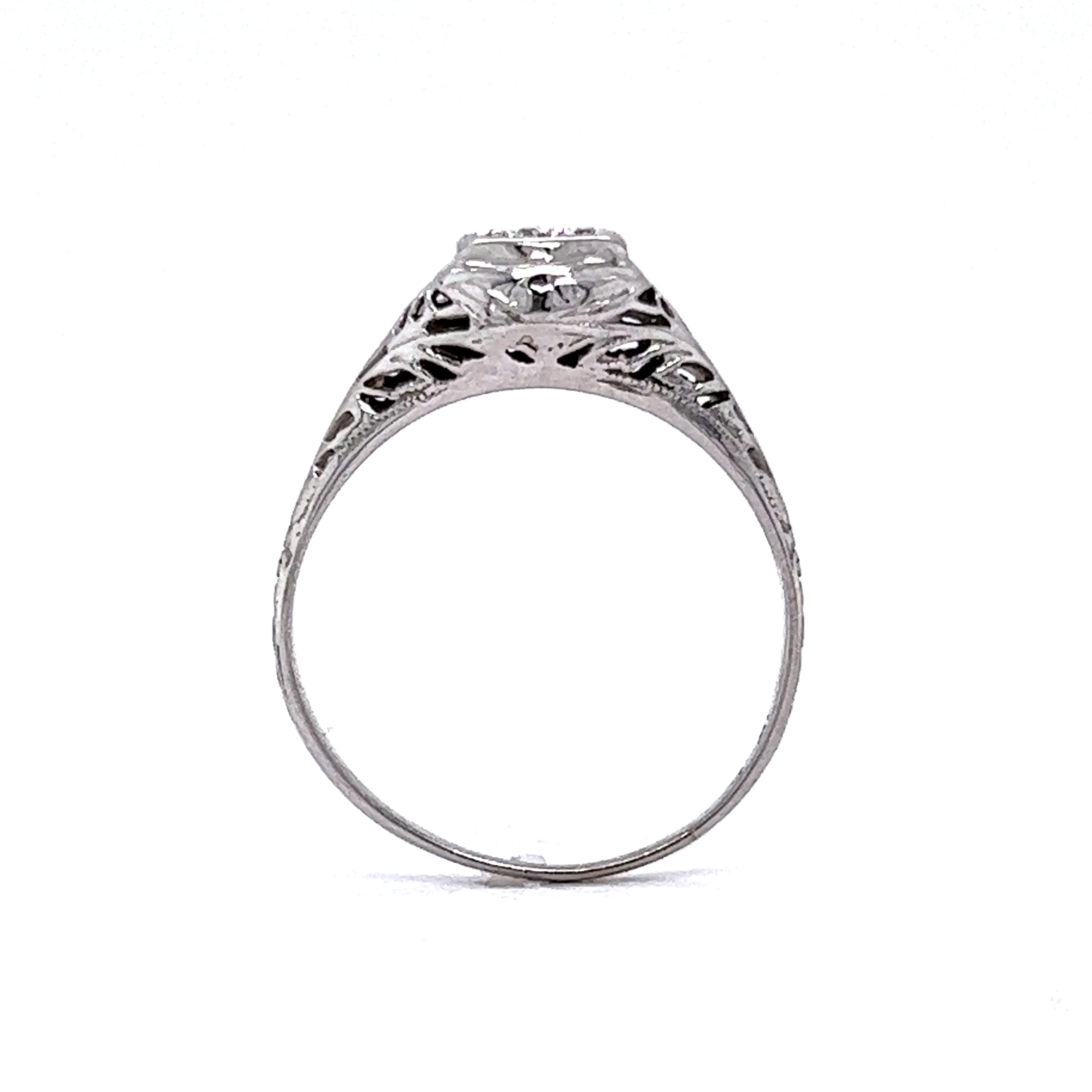 .19 Vintage Art Deco Diamond Engagement Ring in 18k White Gold - Image 4