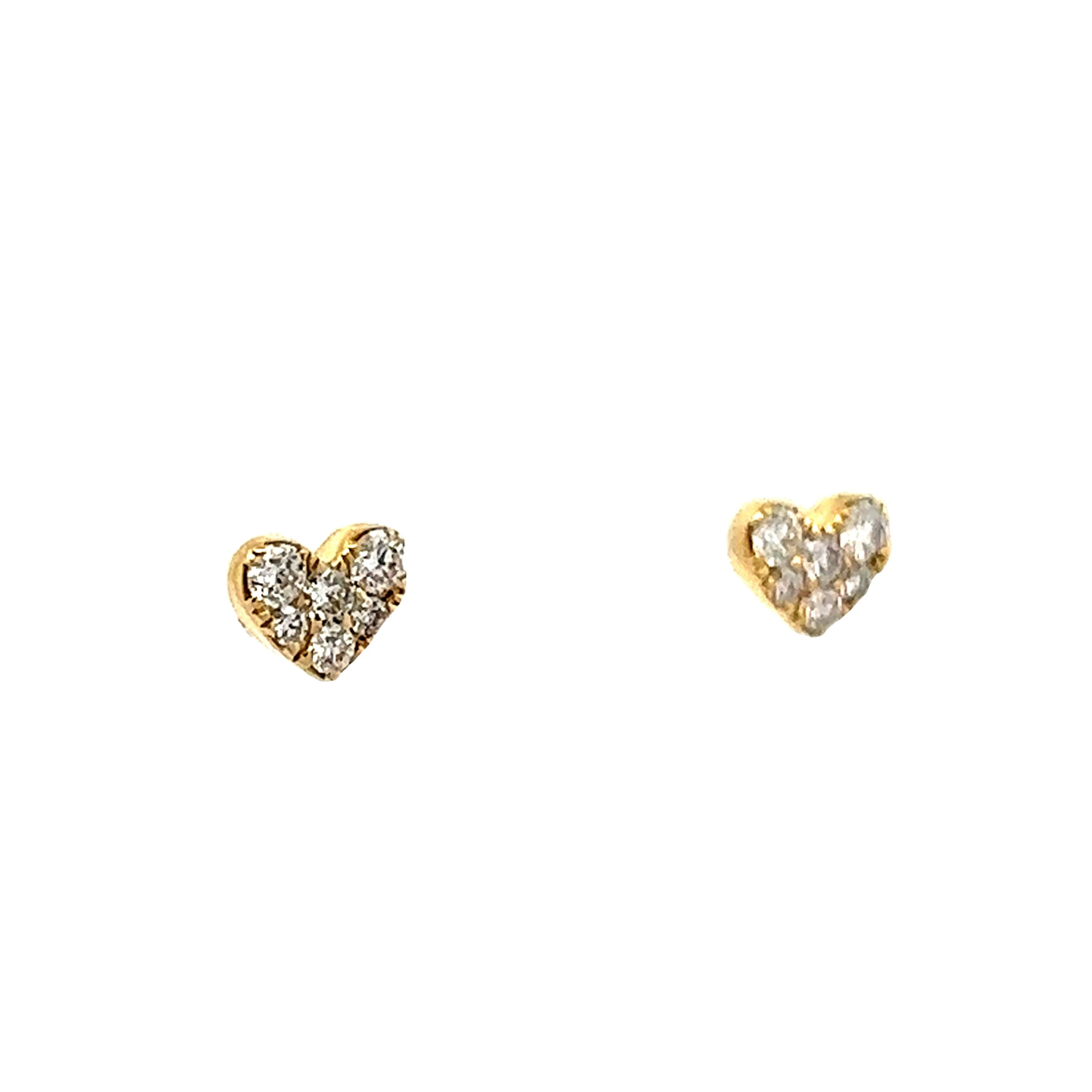 .19 Heart Shaped Stud Earrings in 14k Yellow Gold - Image 3