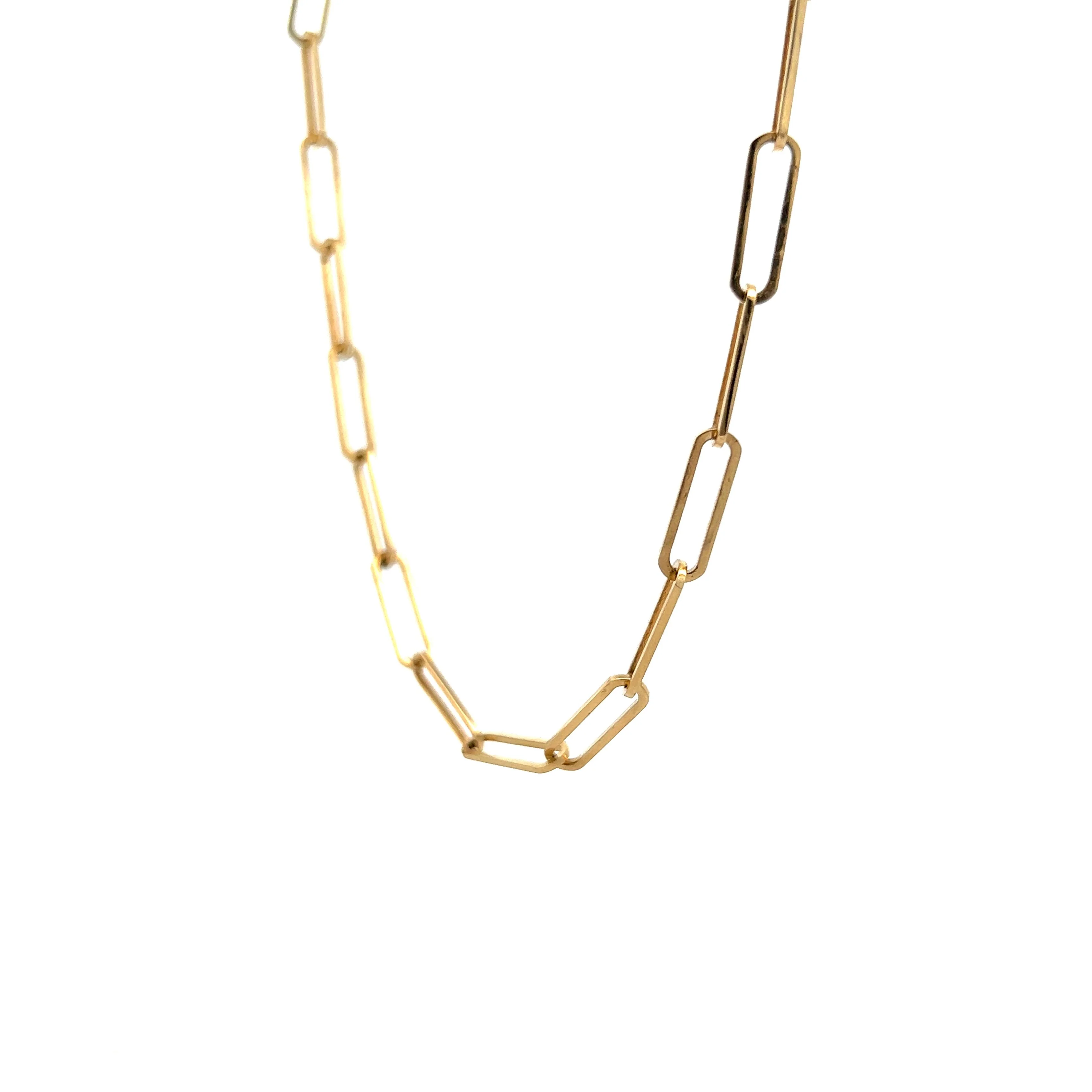 19 Inch Paperclip Chain Necklace in 14k Yellow Gold - Image 2