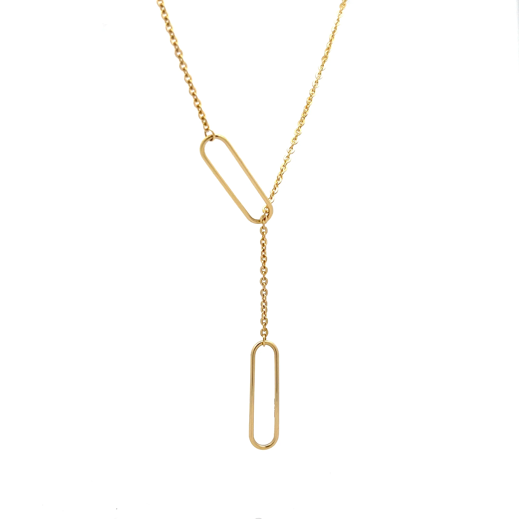 19" Lariat Cable Link Chain Necklace 18k Yellow Gold - Image 2