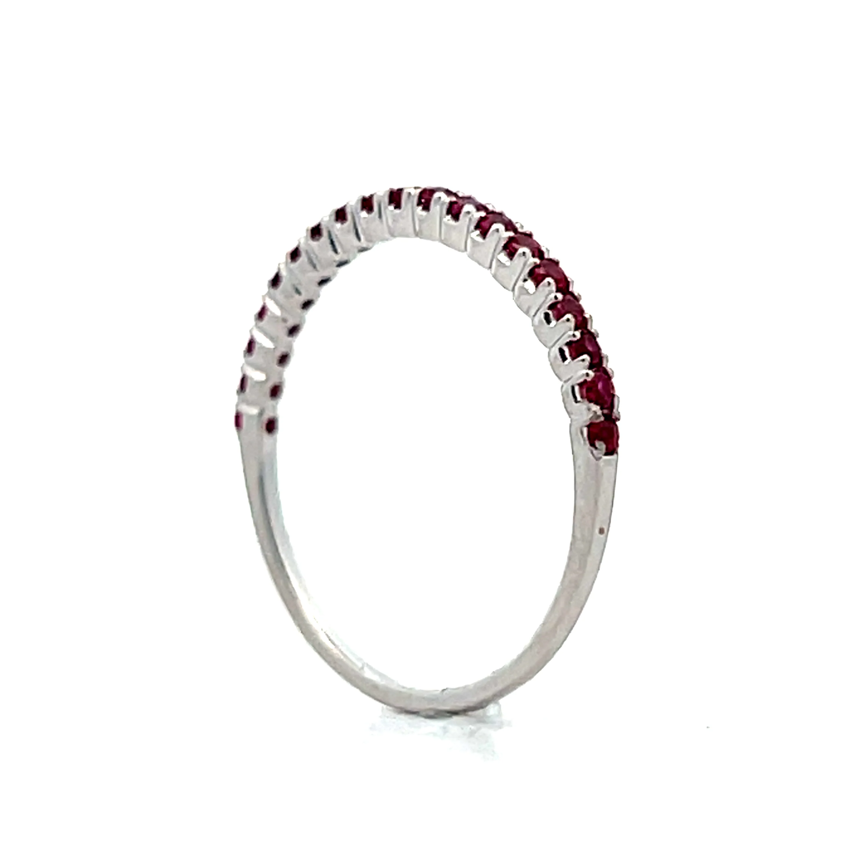 .19 Round Cut Ruby Wedding Band in 18k White Gold - Image 5