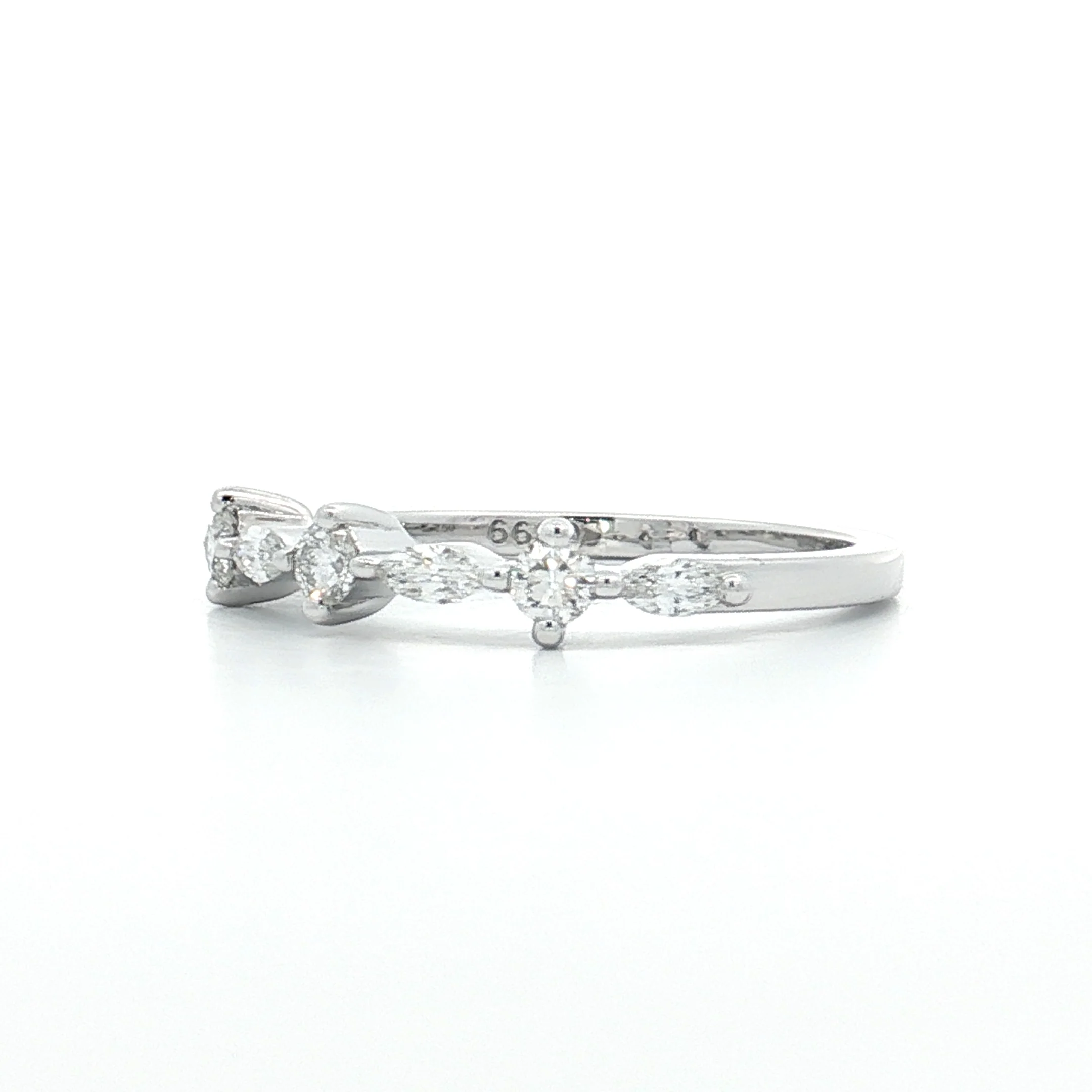 .19 Round & Marquise Diamond Wedding Band 18k - Image 2