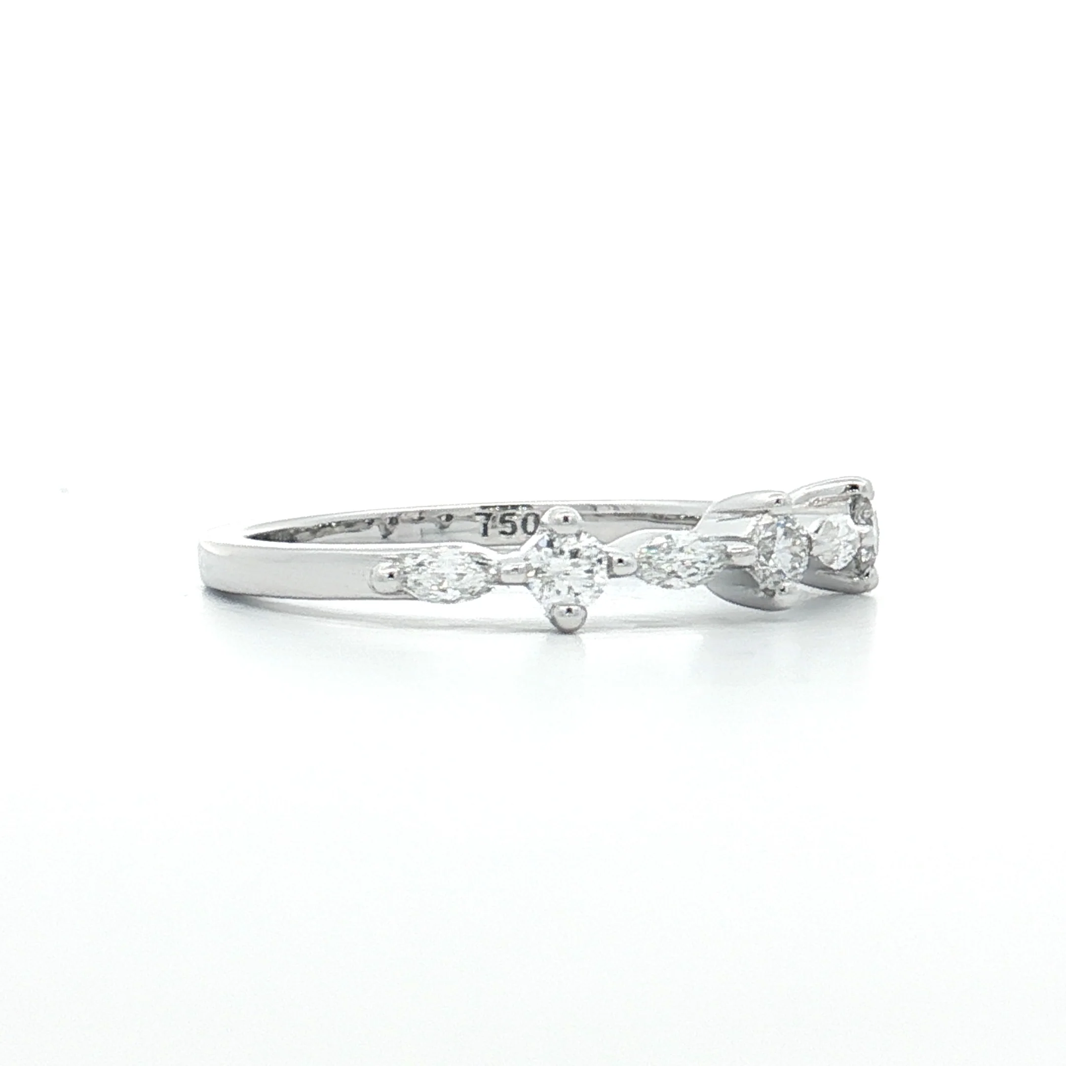 .19 Round & Marquise Diamond Wedding Band 18k - Image 3