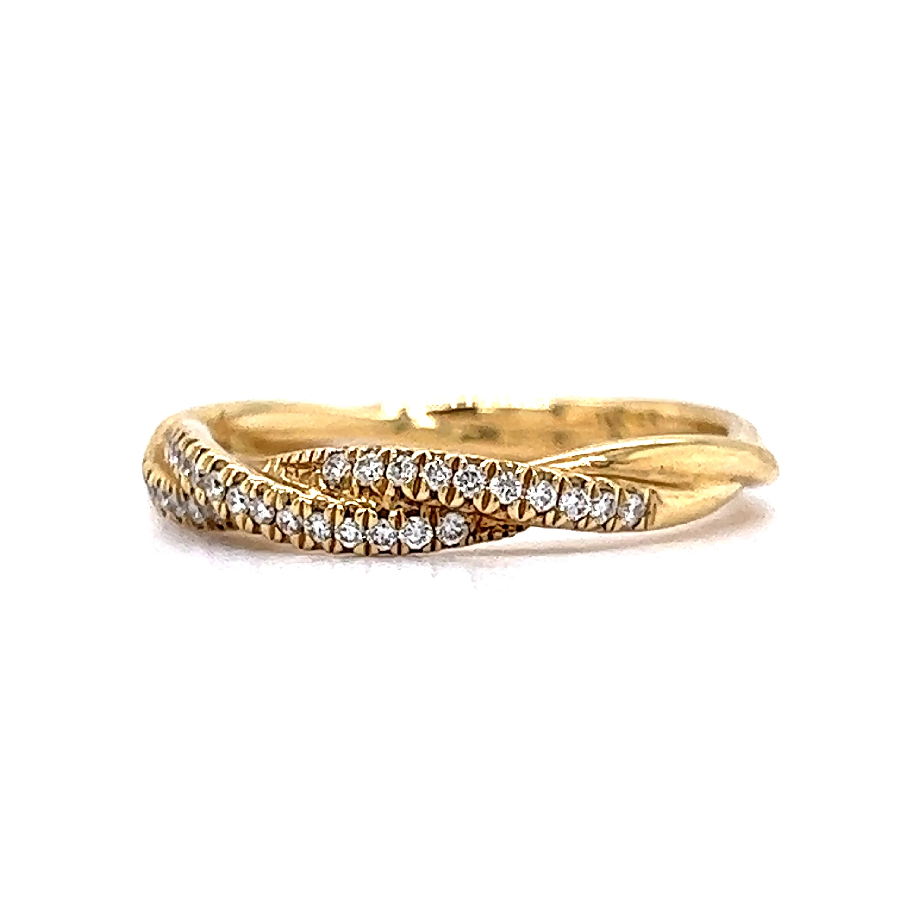 .19 Twisted Diamond Wedding Band 14k Yellow Gold - Image 2