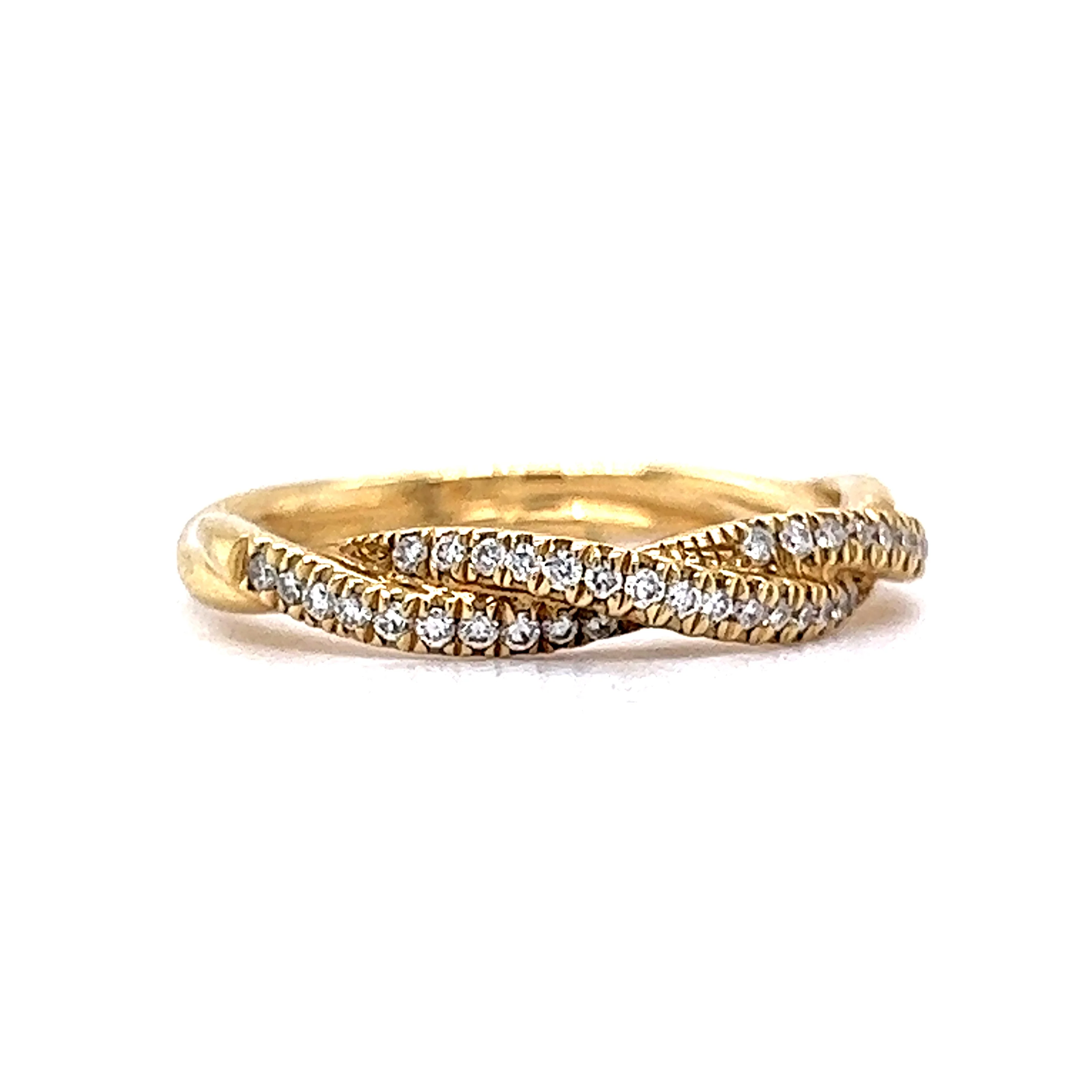 .19 Twisted Diamond Wedding Band 14k Yellow Gold - Image 3