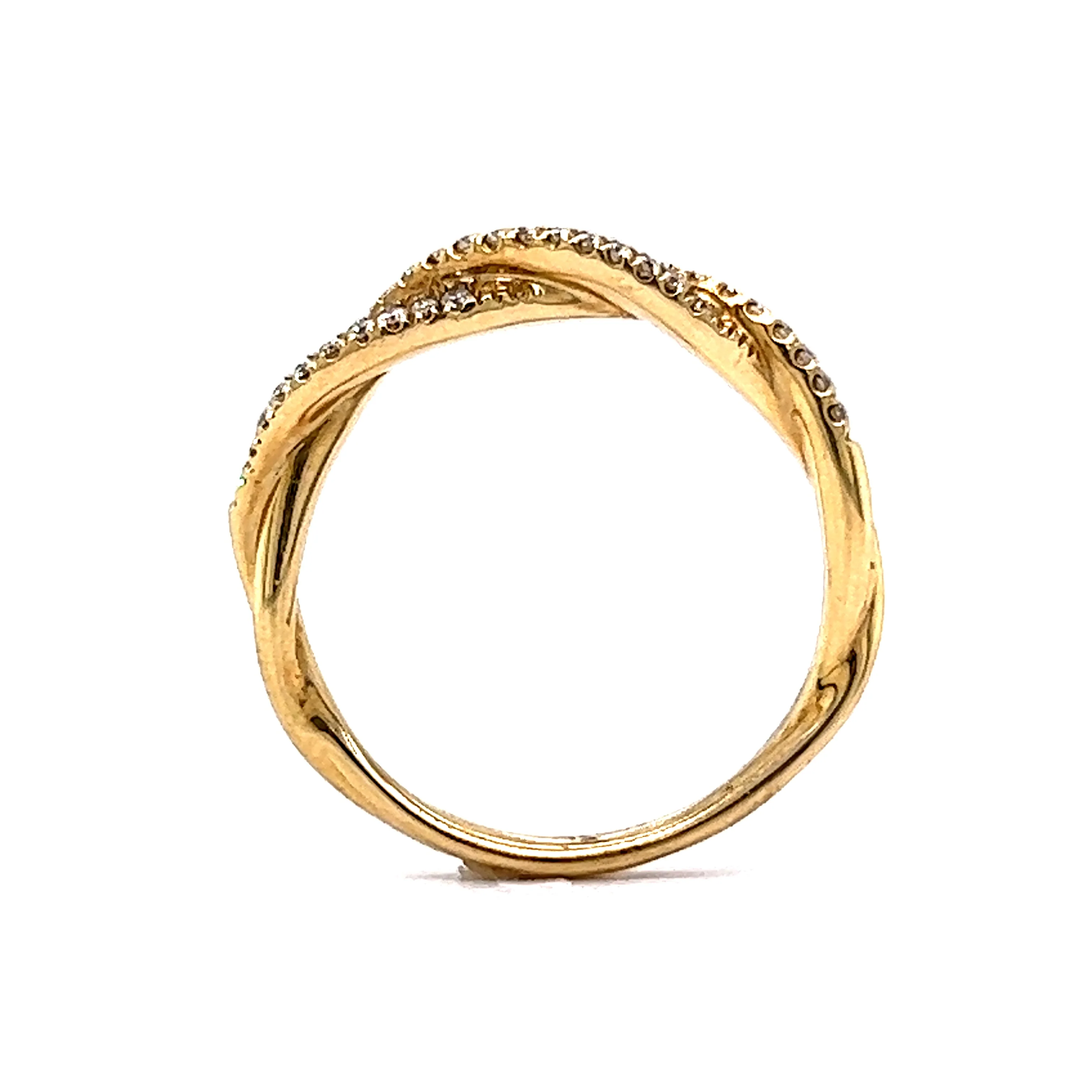 .19 Twisted Diamond Wedding Band 14k Yellow Gold - Image 4