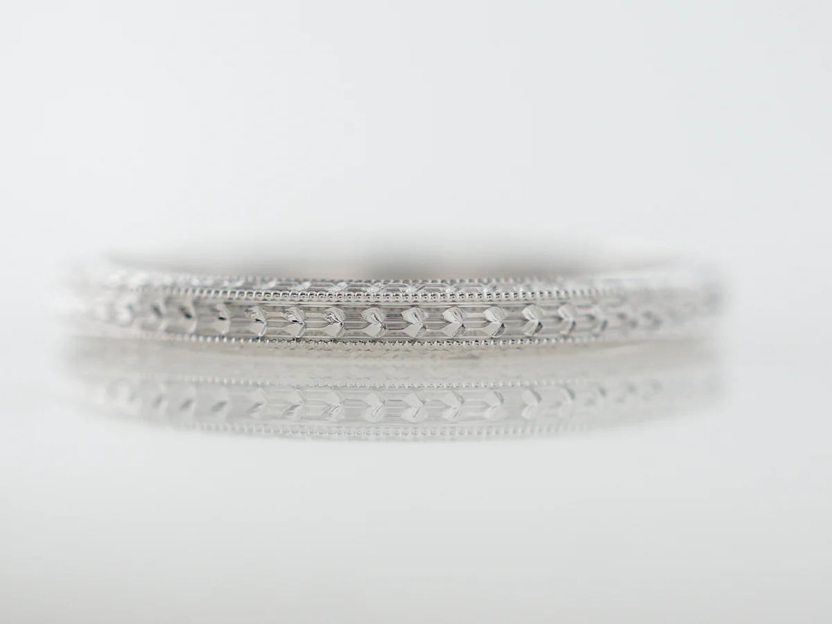 1920's Art Deco Chevron Wedding Band in White Gold