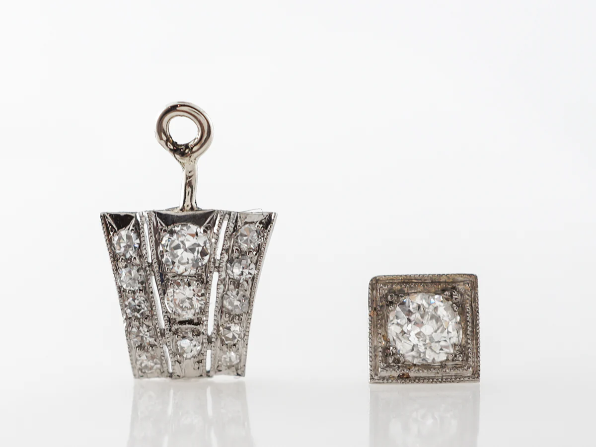1920's Art Deco Earrings w/ Diamonds in Platinum - Image 5