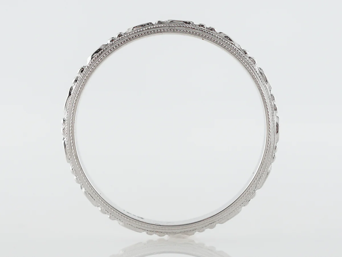 1920's Art Deco Geometric Wedding Band in White Gold - Image 2