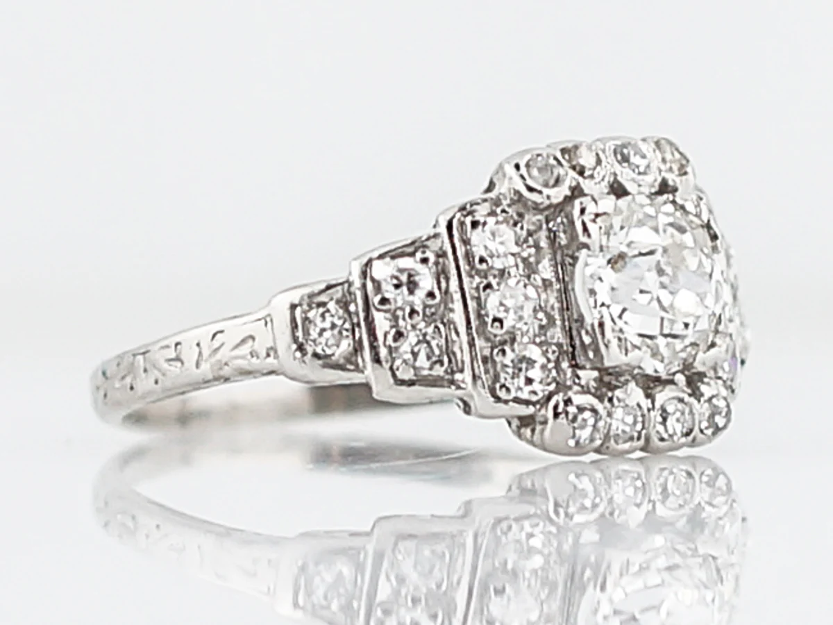 1920's Art Deco Step Style Engagement Ring in Platinum - Image 3