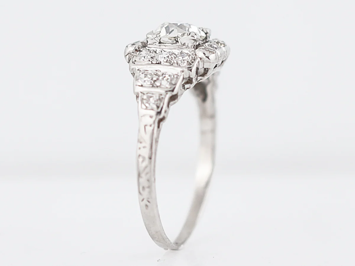 1920's Art Deco Step Style Engagement Ring in Platinum - Image 4