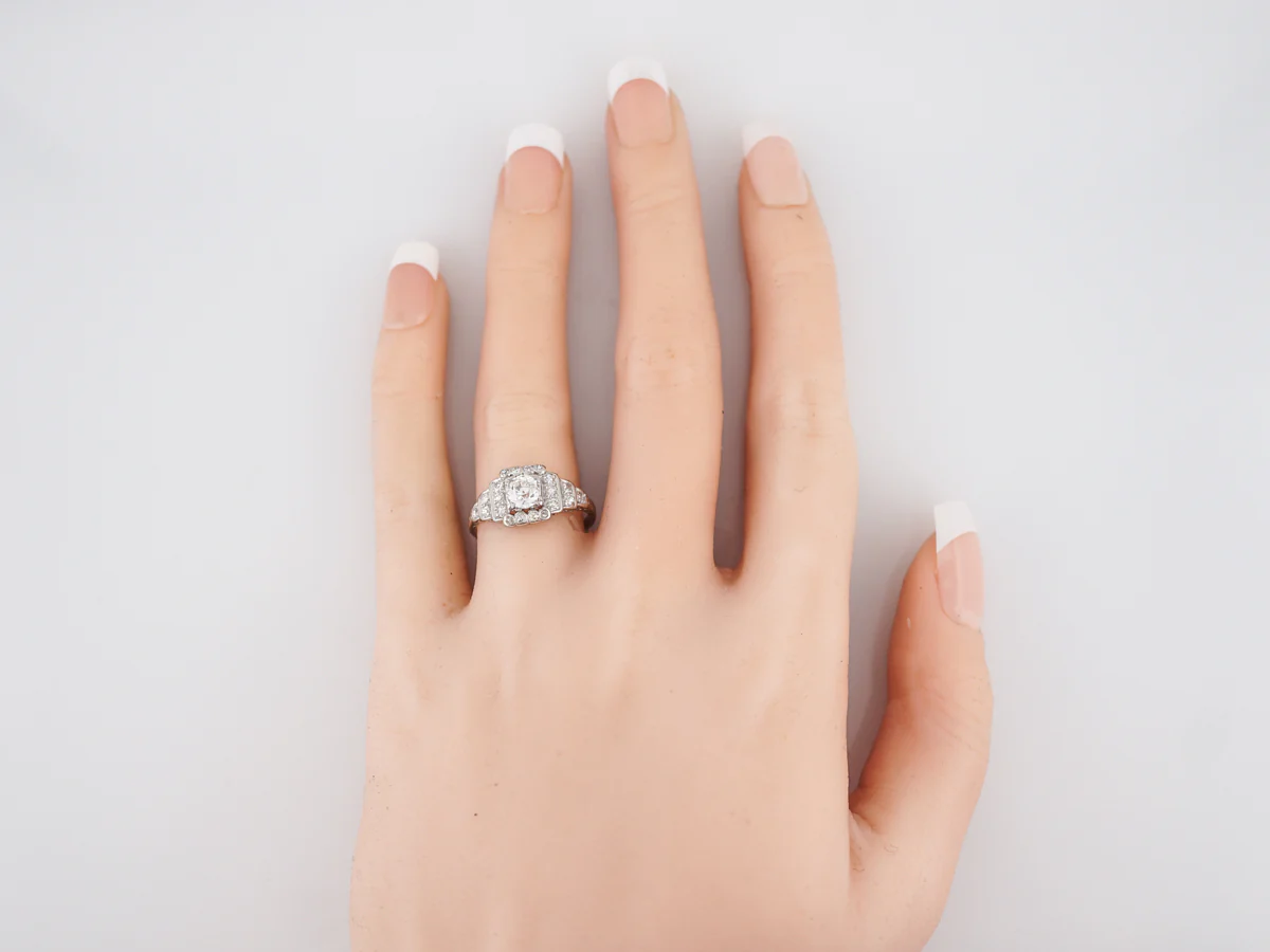 1920's Art Deco Step Style Engagement Ring in Platinum - Image 6