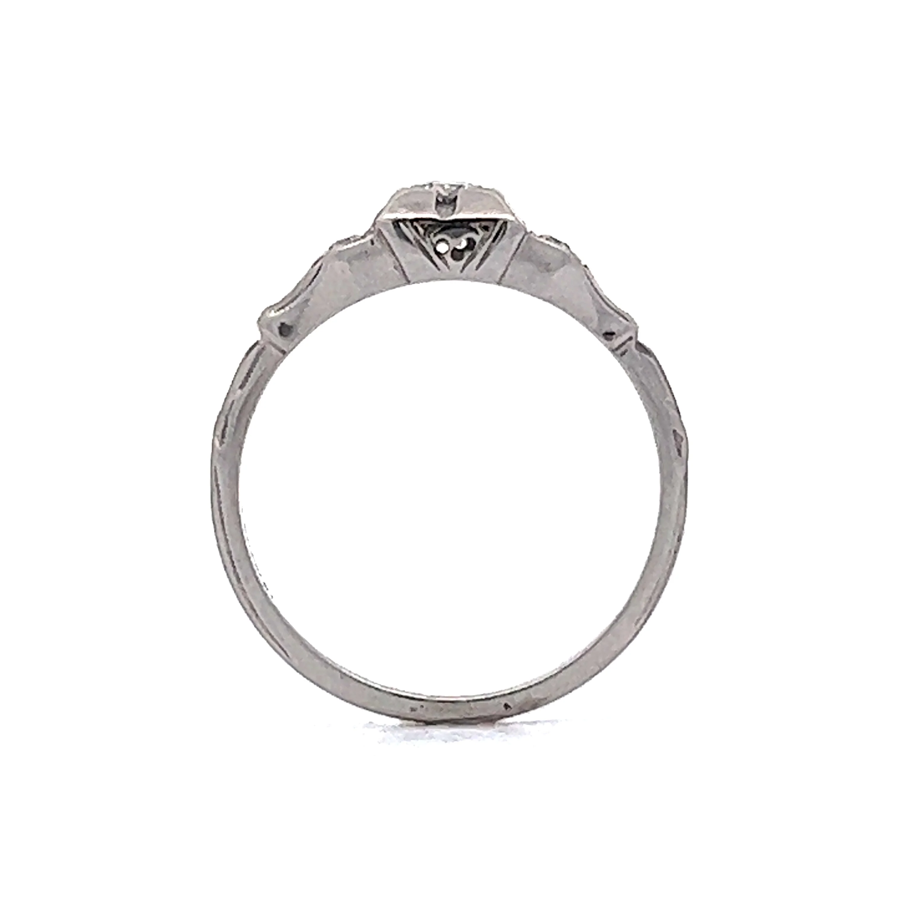 1920's Old Euro Diamond Engagement Ring in Platinum - Image 4