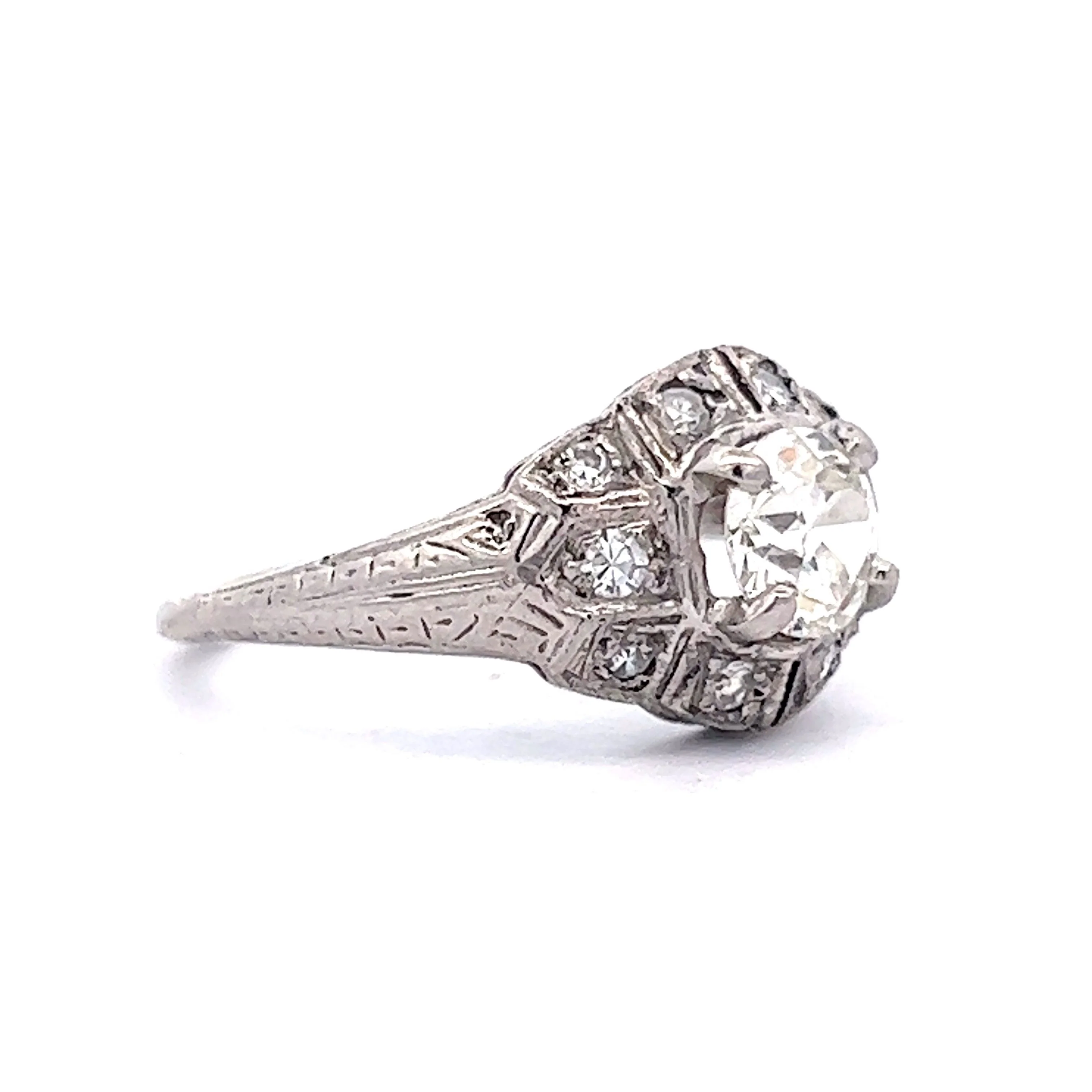 1920's Old European Diamond Engagement Ring in Platinum - Image 3