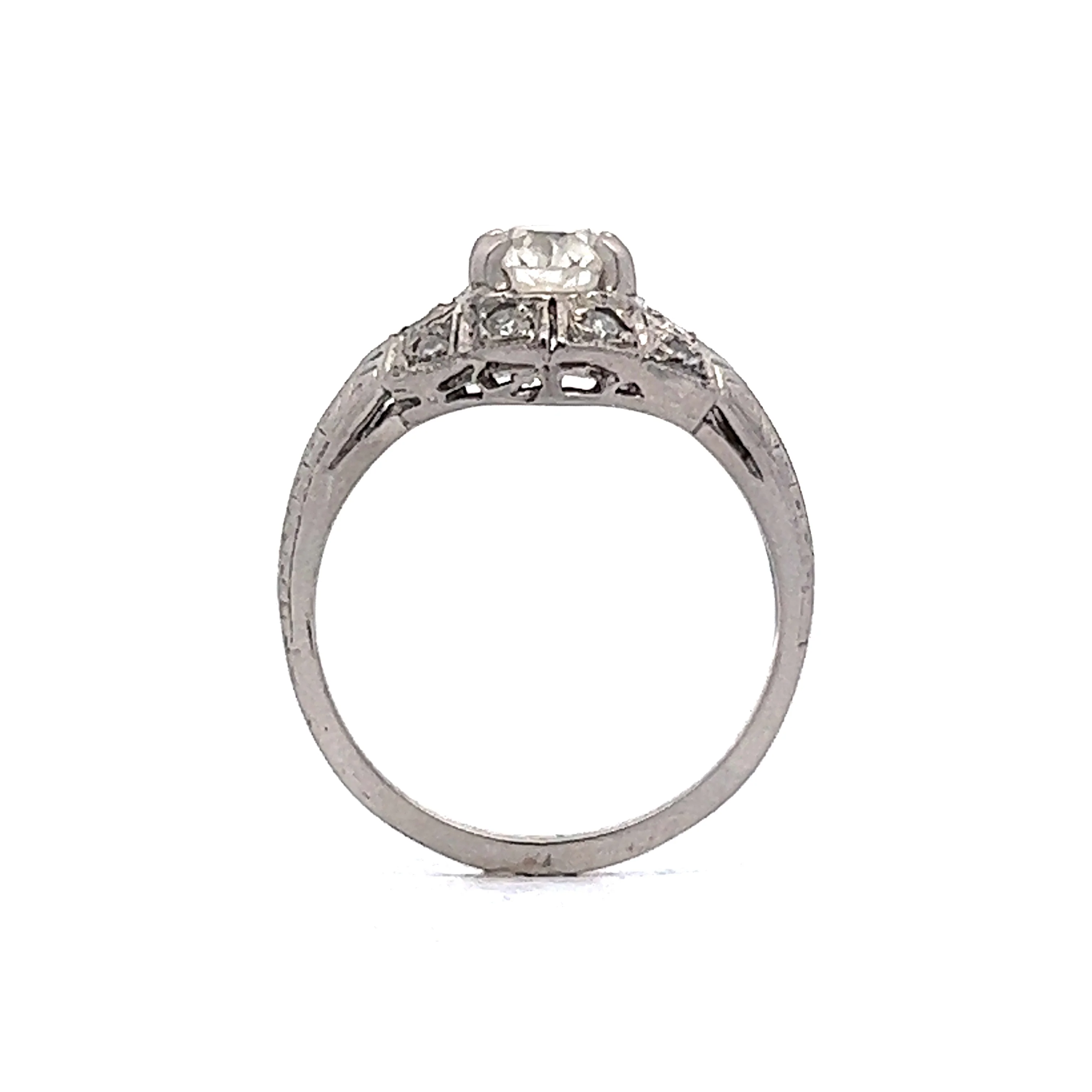 1920's Old European Diamond Engagement Ring in Platinum - Image 4