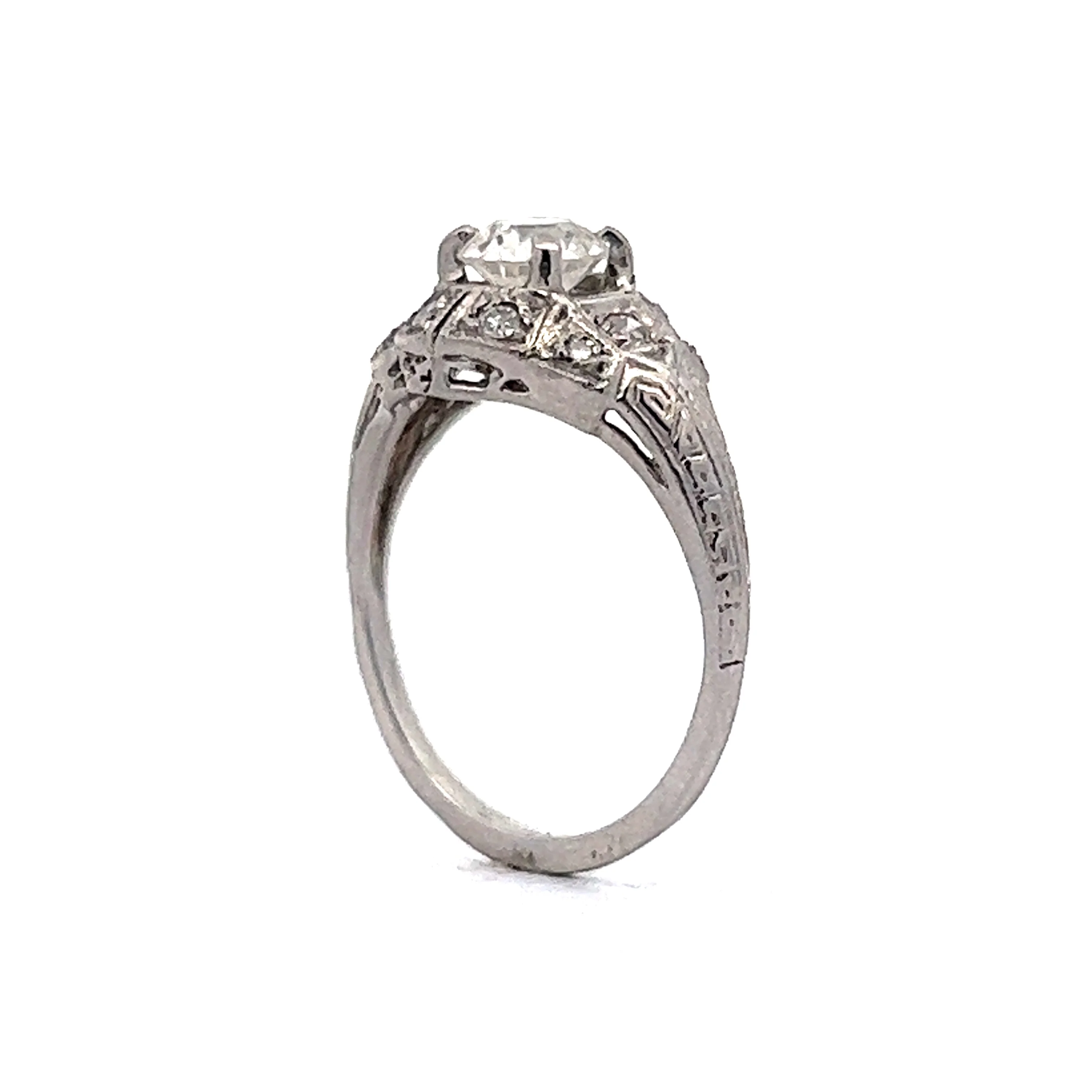 1920's Old European Diamond Engagement Ring in Platinum - Image 5