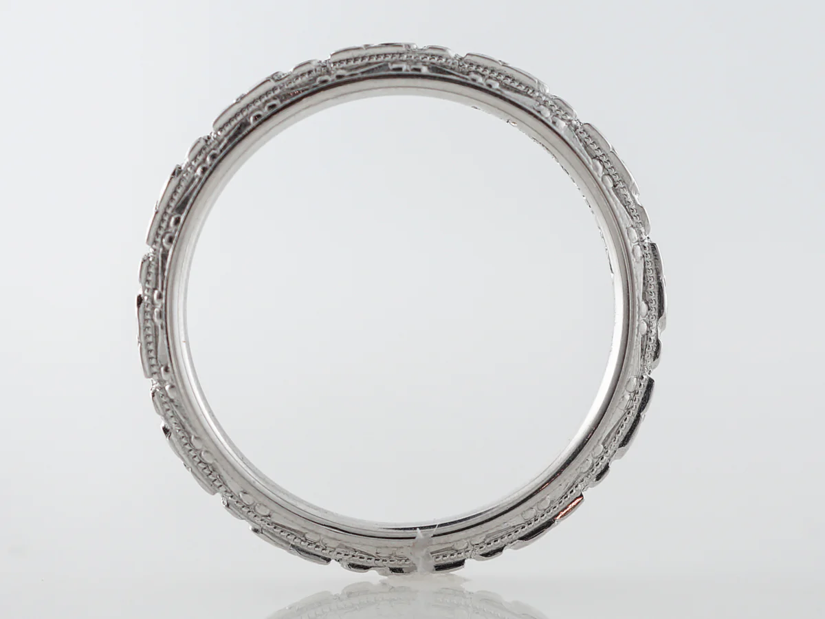 1920's Art Deco Orange Blossom Wedding Band in White Gold - Image 2
