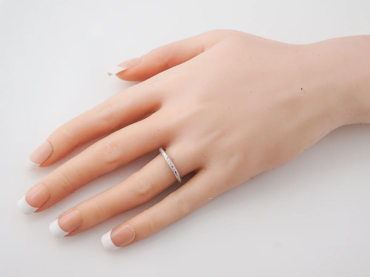 1920's Art Deco Orange Blossom Wedding Band in White Gold - Image 5