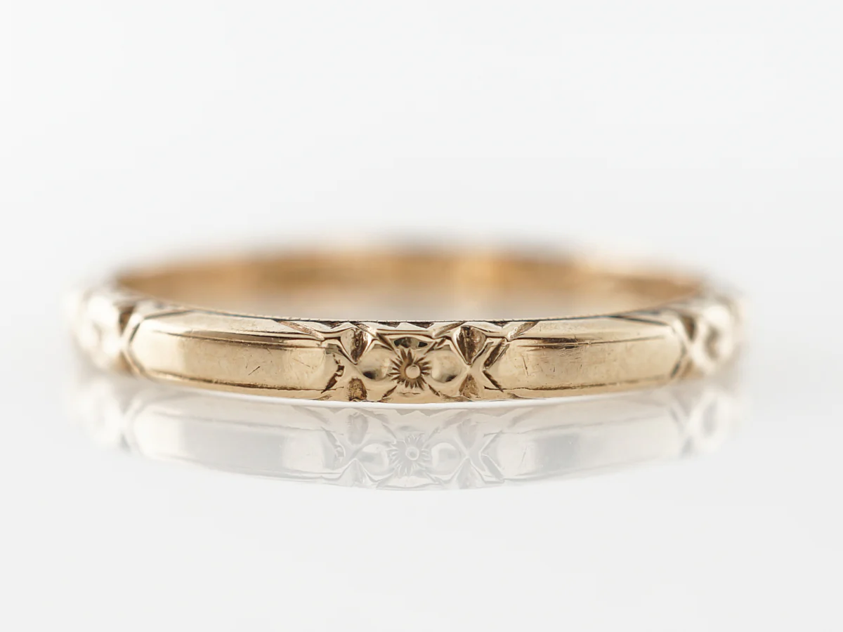 1920's Orange Blossom Wedding Band in 14k Yellow Gold