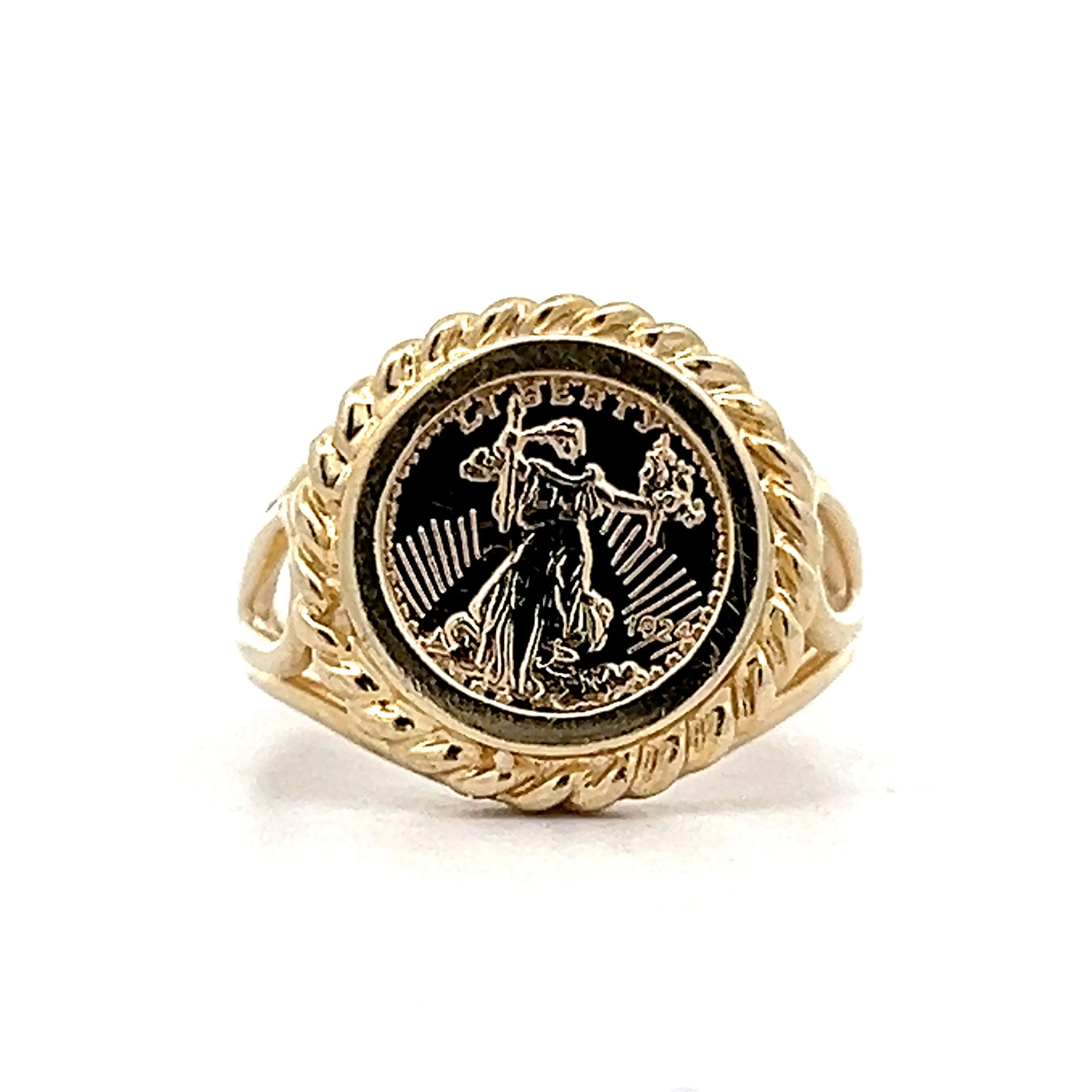 1924 Replica Gold Coin Ring in 10k Yellow Gold