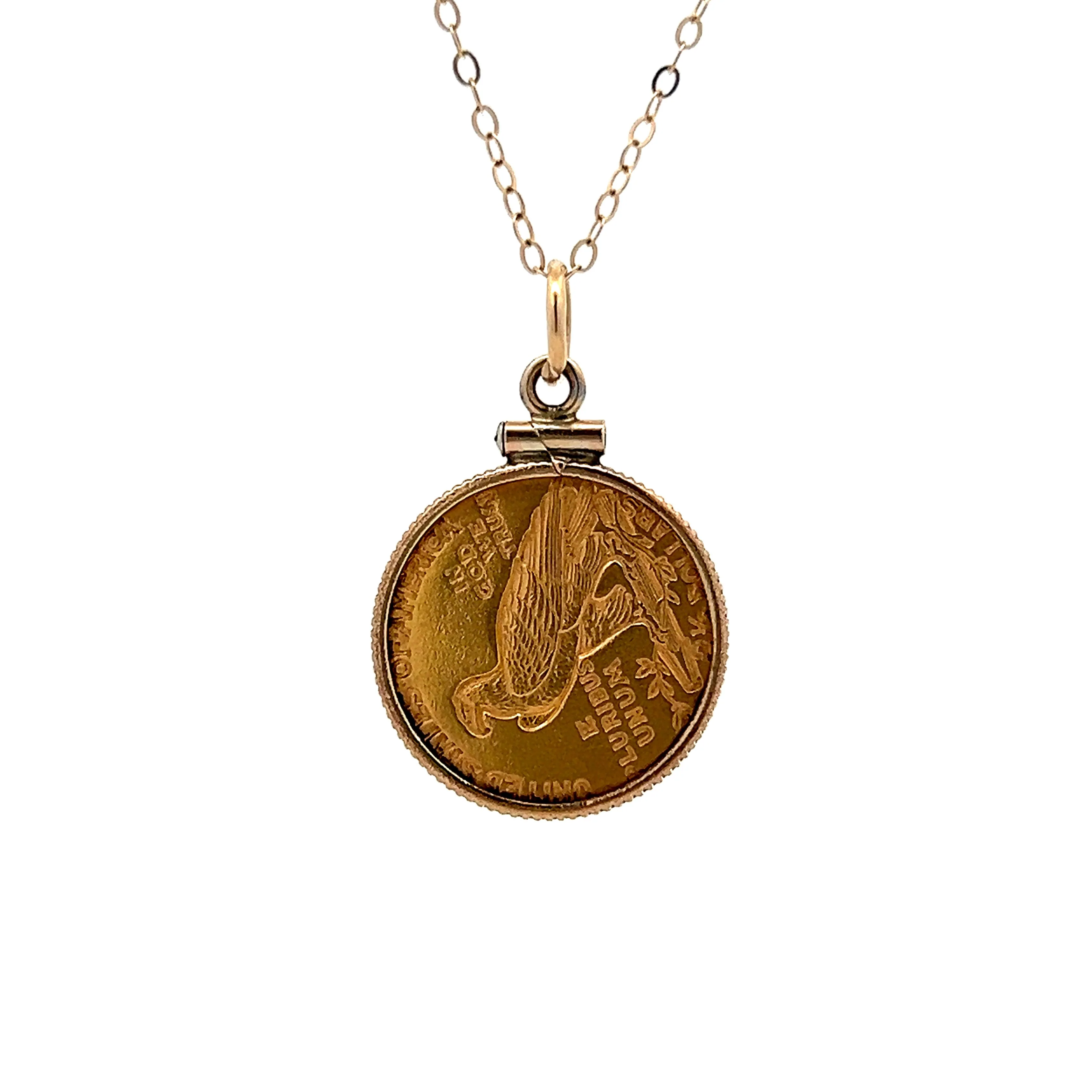 1928 Gold Coin Necklace Pendant in 14k Yellow Gold - Image 2