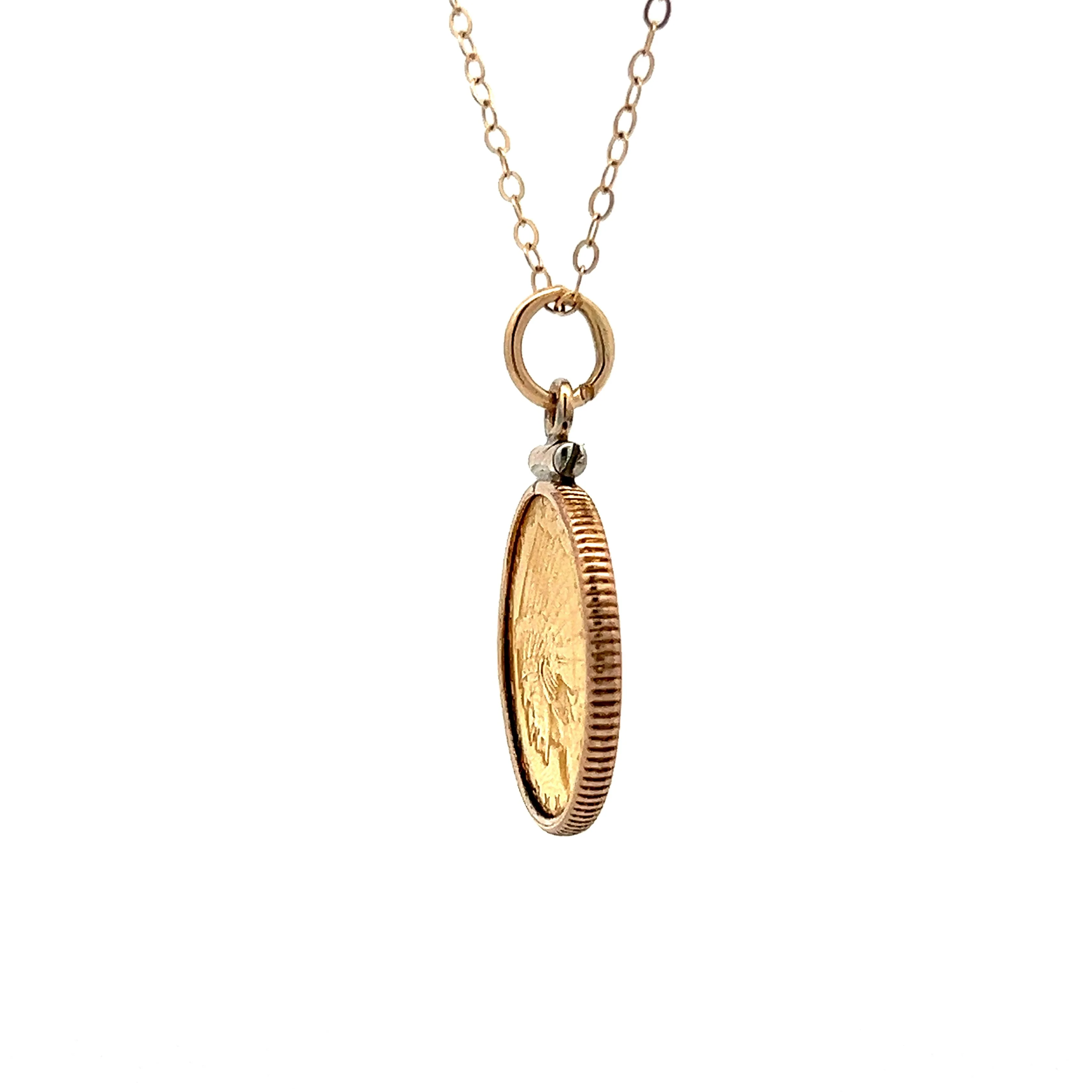1928 Gold Coin Necklace Pendant in 14k Yellow Gold - Image 3