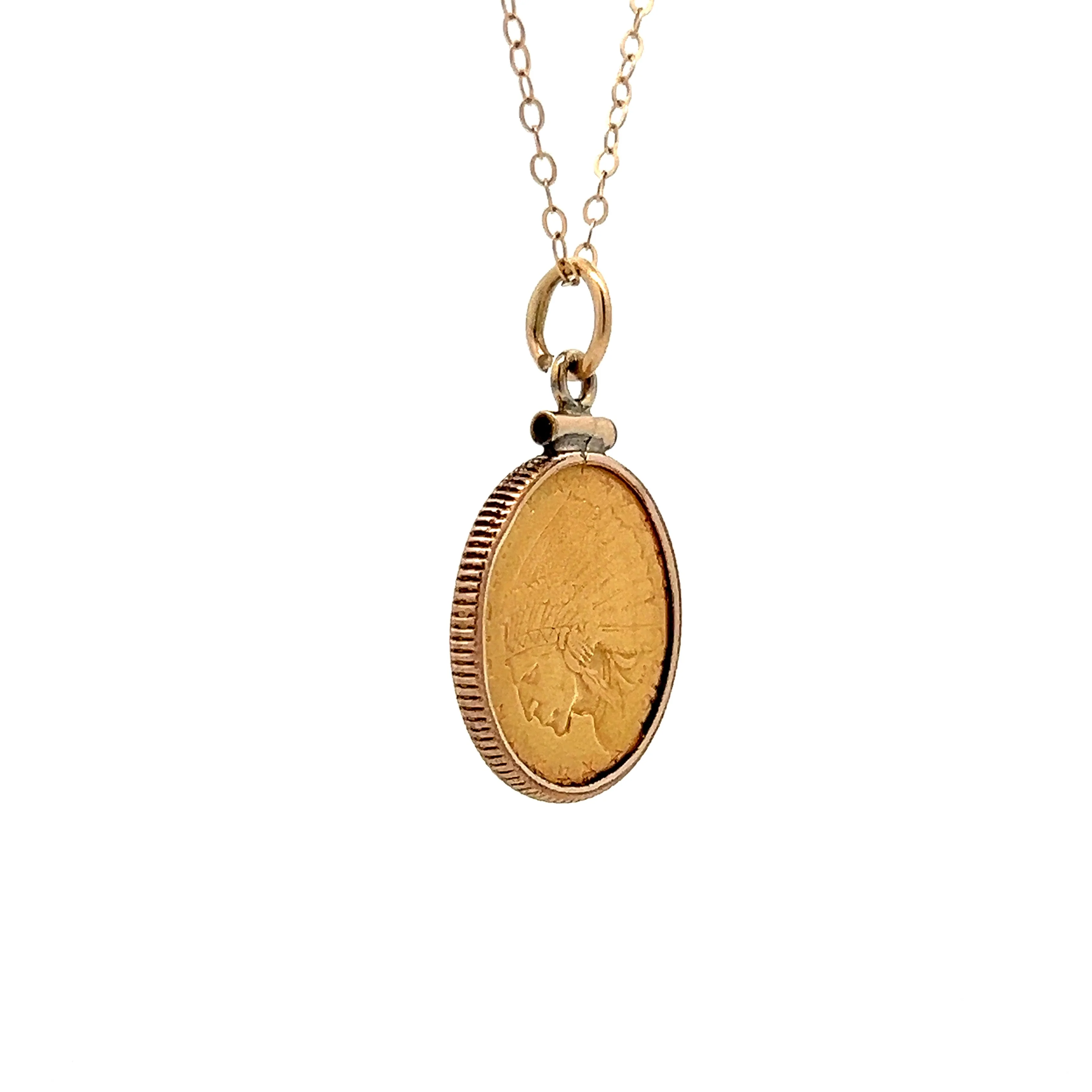 1928 Gold Coin Necklace Pendant in 14k Yellow Gold - Image 4