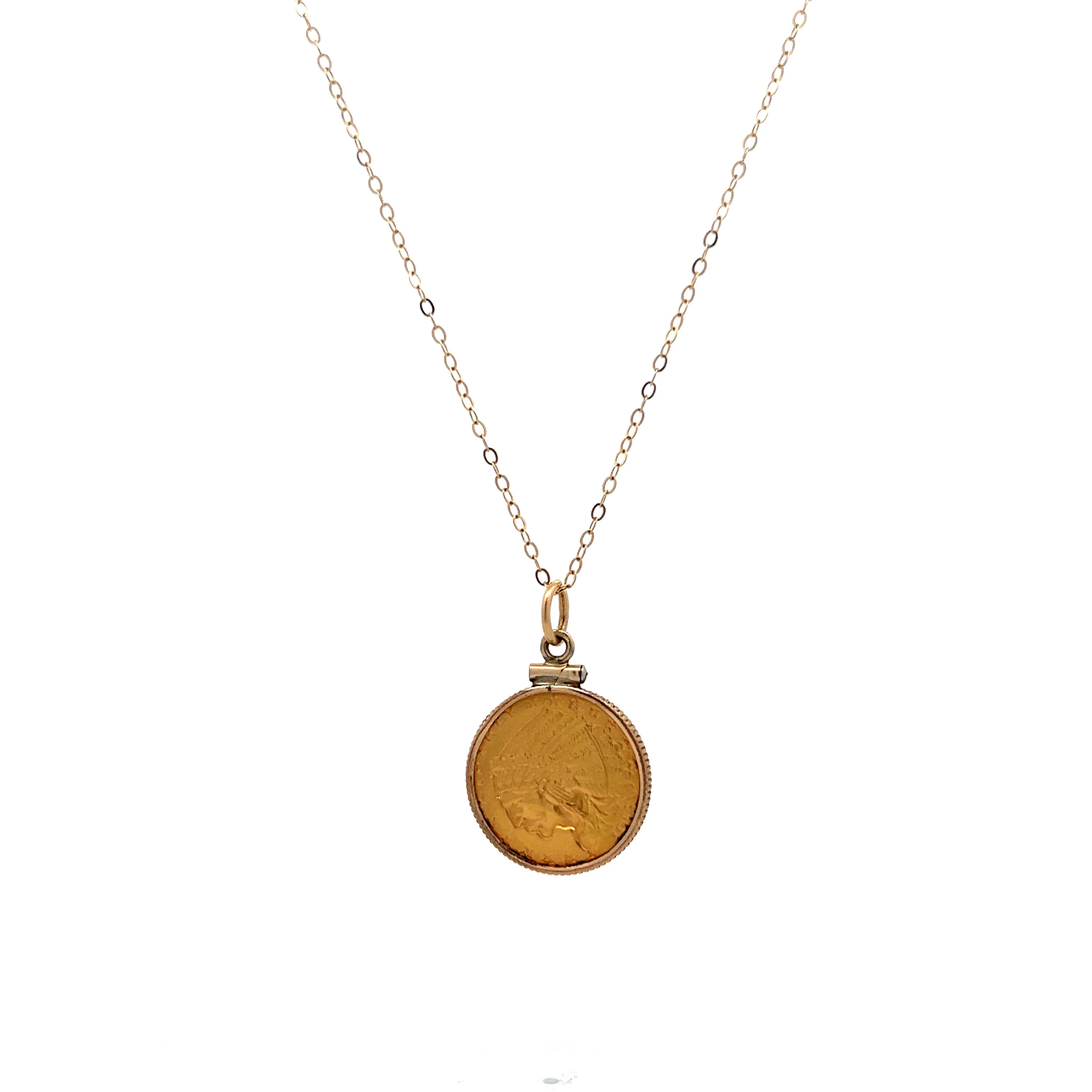 1928 Gold Coin Necklace Pendant in 14k Yellow Gold - Image 6