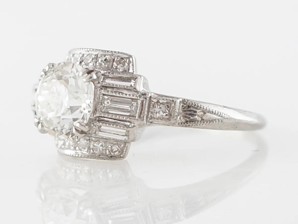 1930's Art Deco Diamond Engagement Ring in Platinum - Image 2