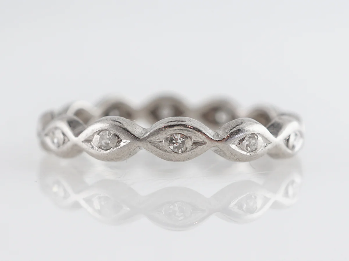 1930's Art Deco Diamond Wedding Band in Platinum