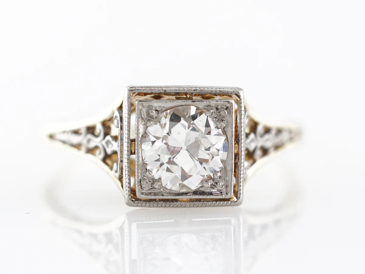 1930's Diamond Solitaire Two-Tone Engagement Ring