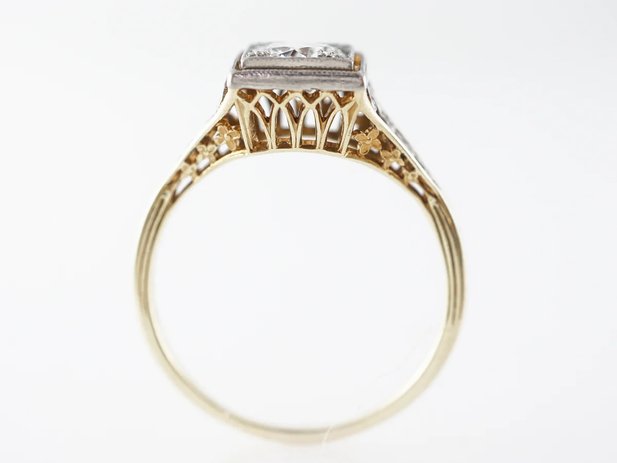 1930's Diamond Solitaire Two-Tone Engagement Ring - Image 4