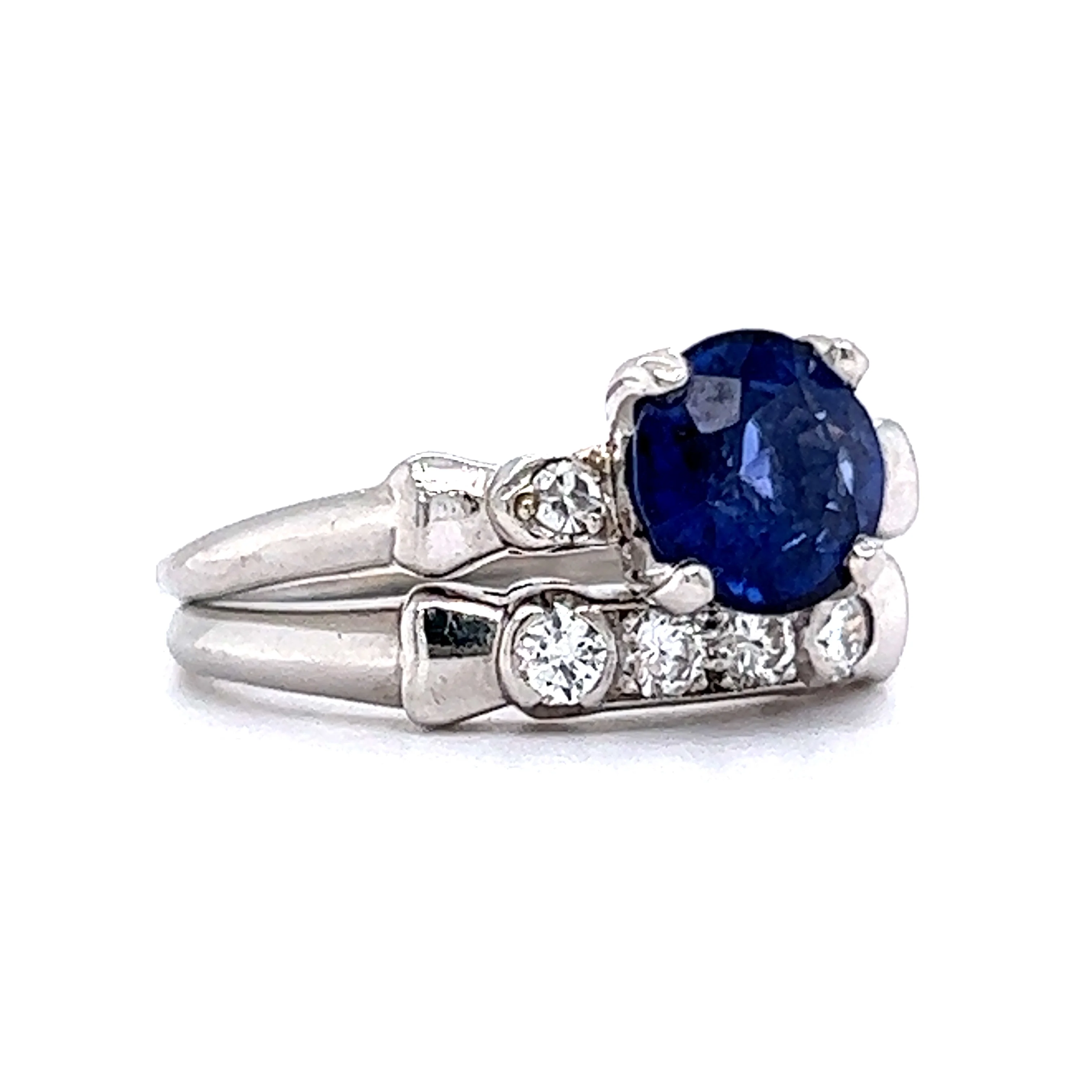 1930's Engagement Ring Set w/ Sapphire & Diamonds - Image 3