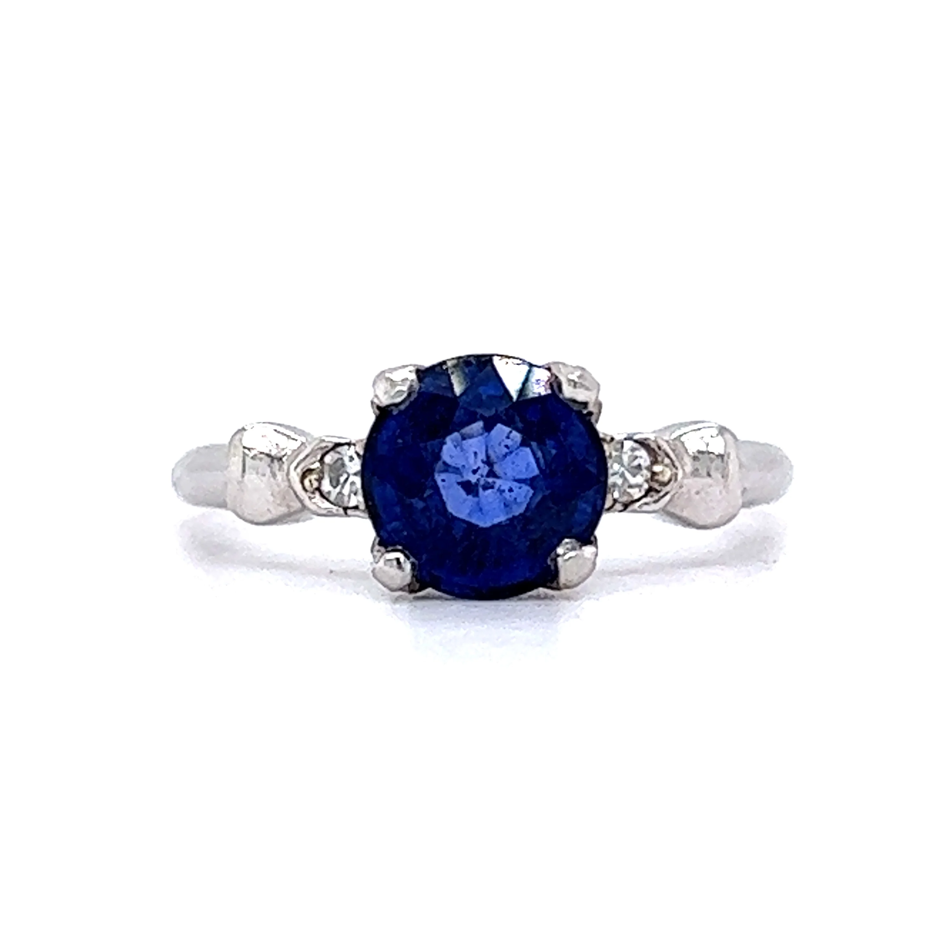 1930's Engagement Ring Set w/ Sapphire & Diamonds - Image 5