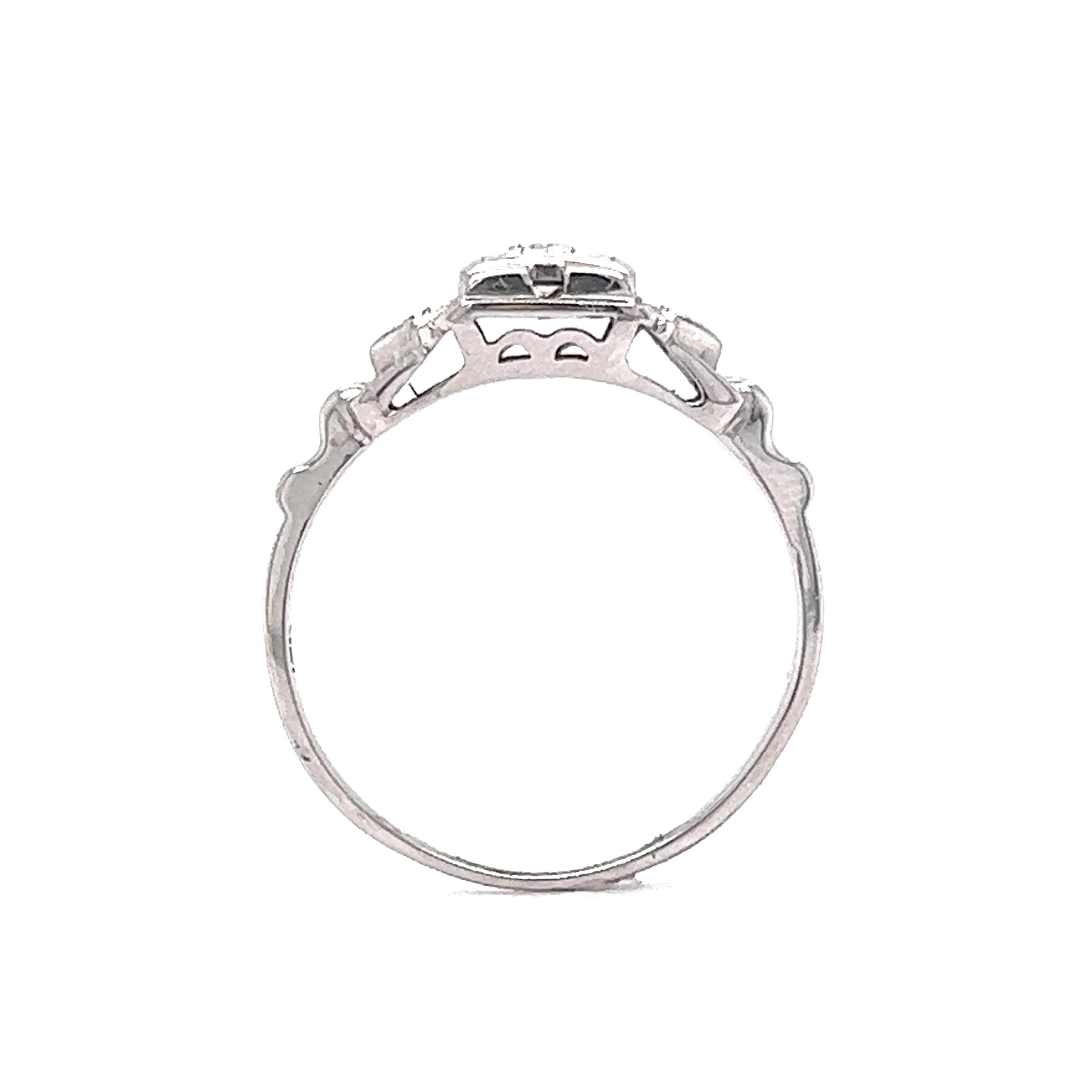 1930's Geometric Engagement Ring w/ .13 Diamond in White Gold - Image 4