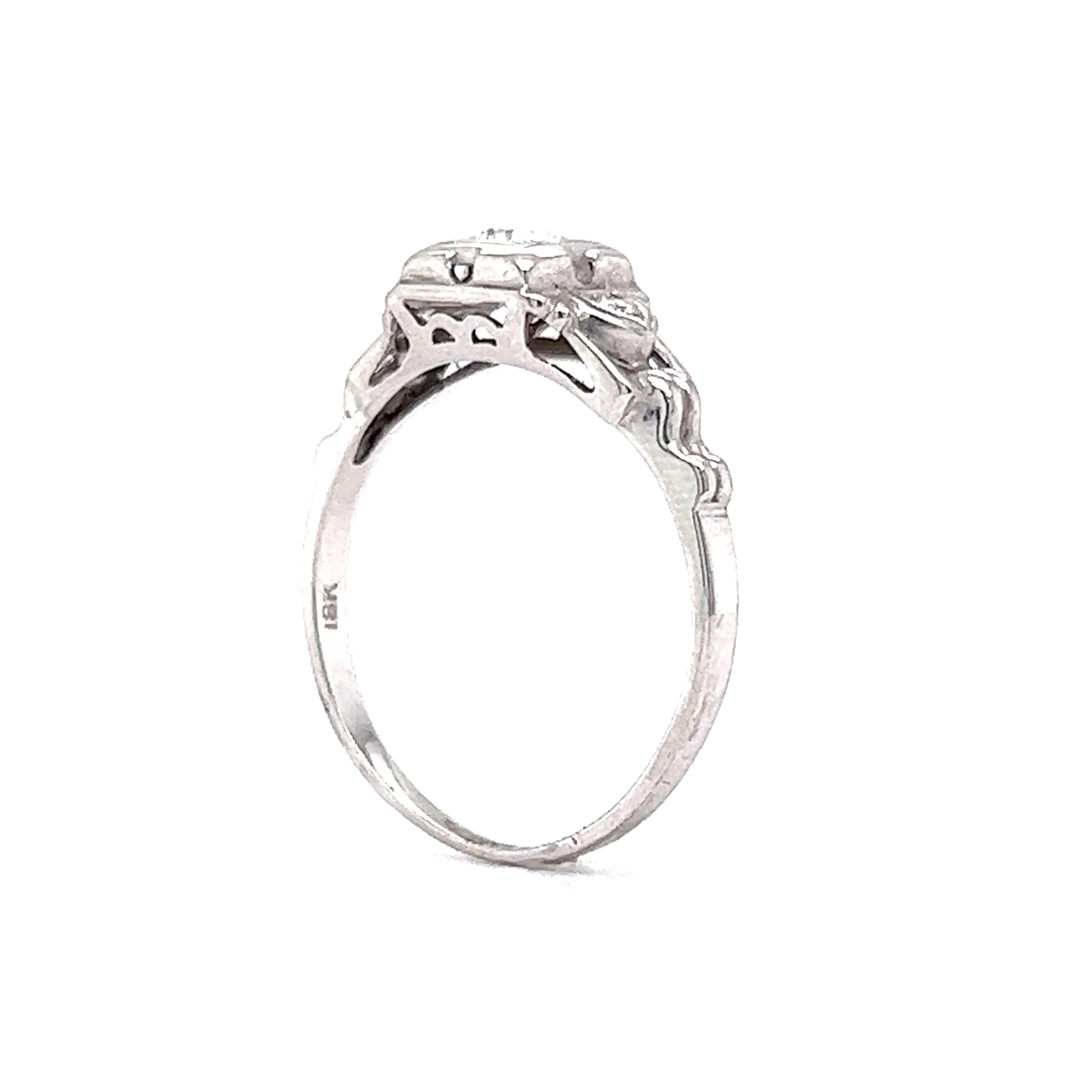 1930's Geometric Engagement Ring w/ .13 Diamond in White Gold - Image 5