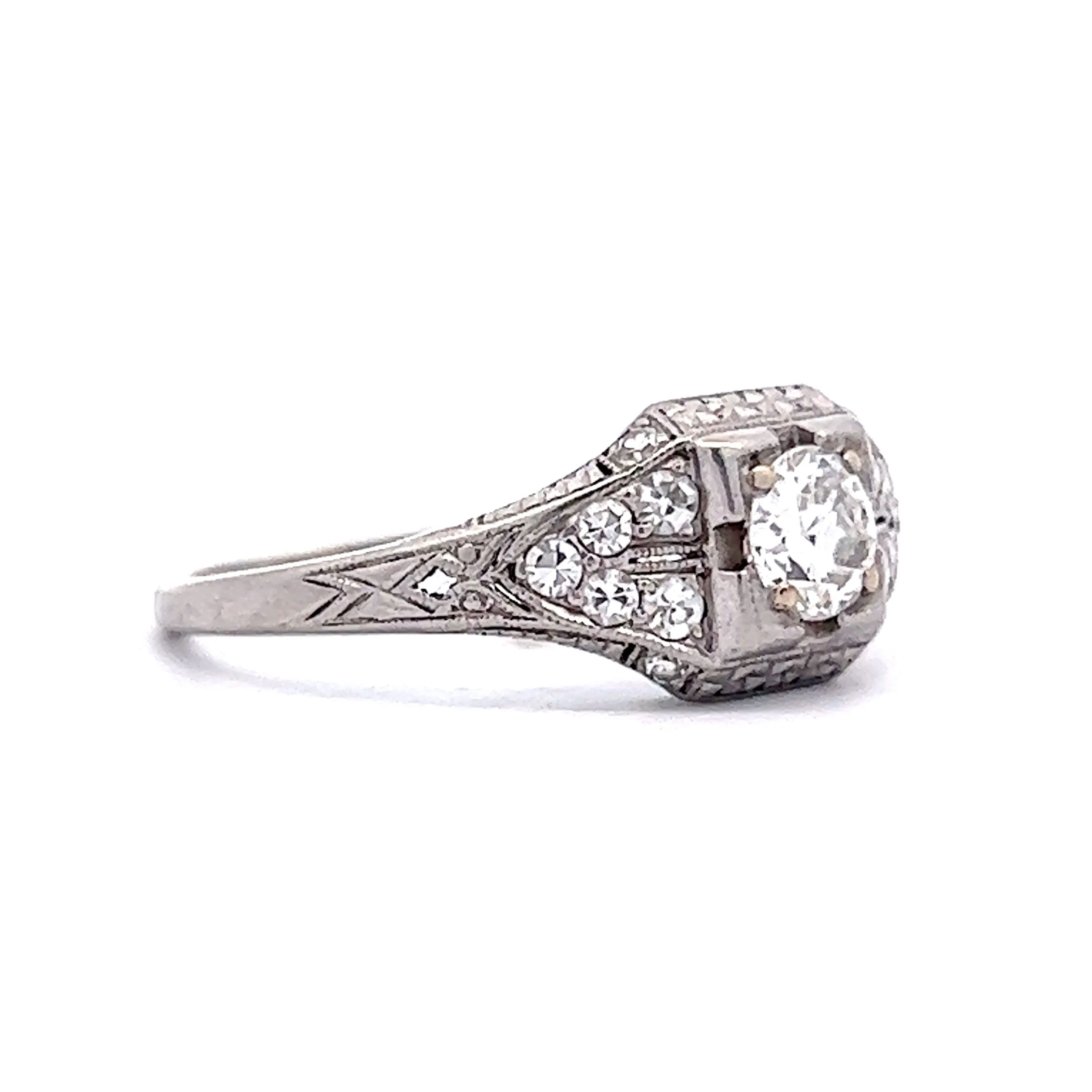 1930's Old European Cut Diamond Engagement Ring in Platinum - Image 3