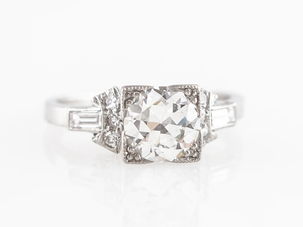 1930's Old European Diamond Engagement Ring in Platinum