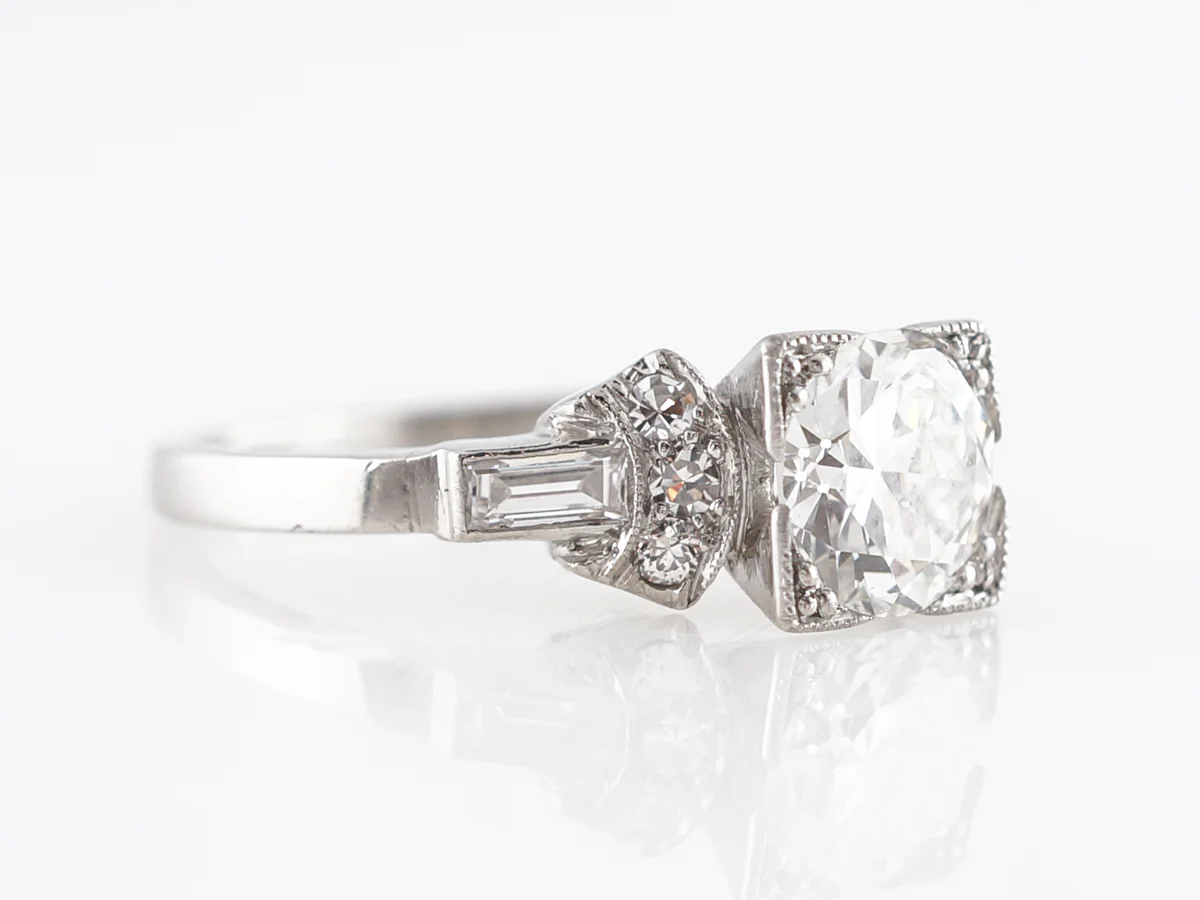 1930's Old European Diamond Engagement Ring in Platinum - Image 3