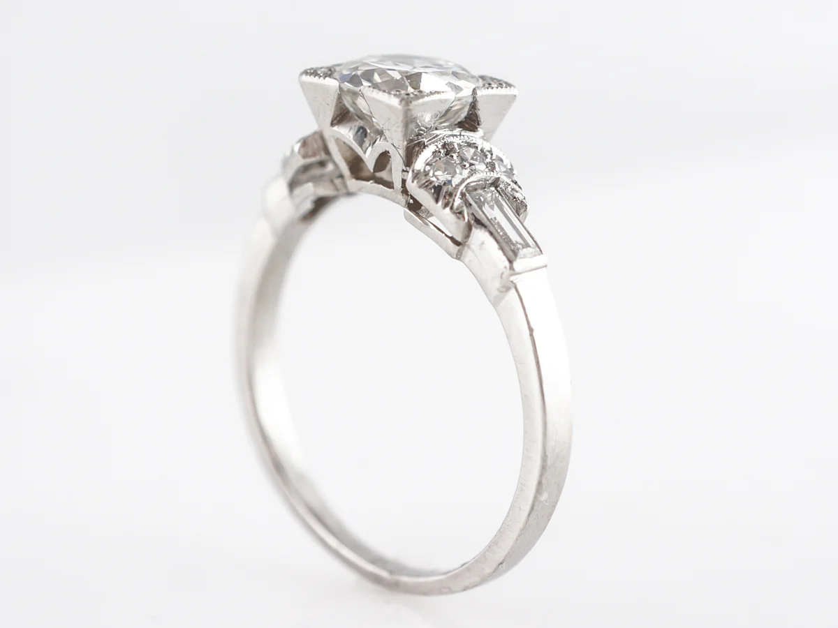 1930's Old European Diamond Engagement Ring in Platinum - Image 4