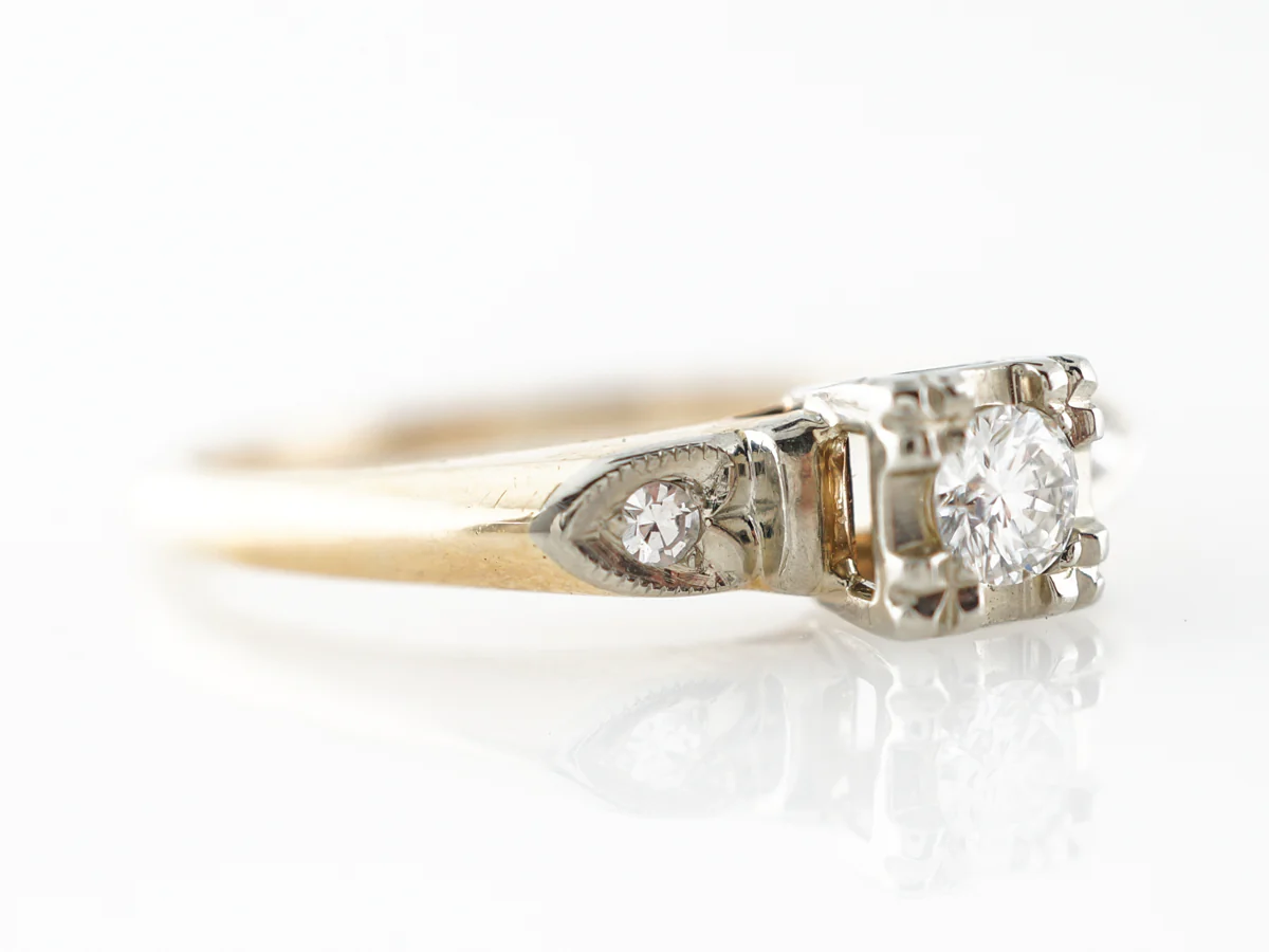 1940's Diamond Engagement Ring in White Gold & Yellow Gold - Image 3