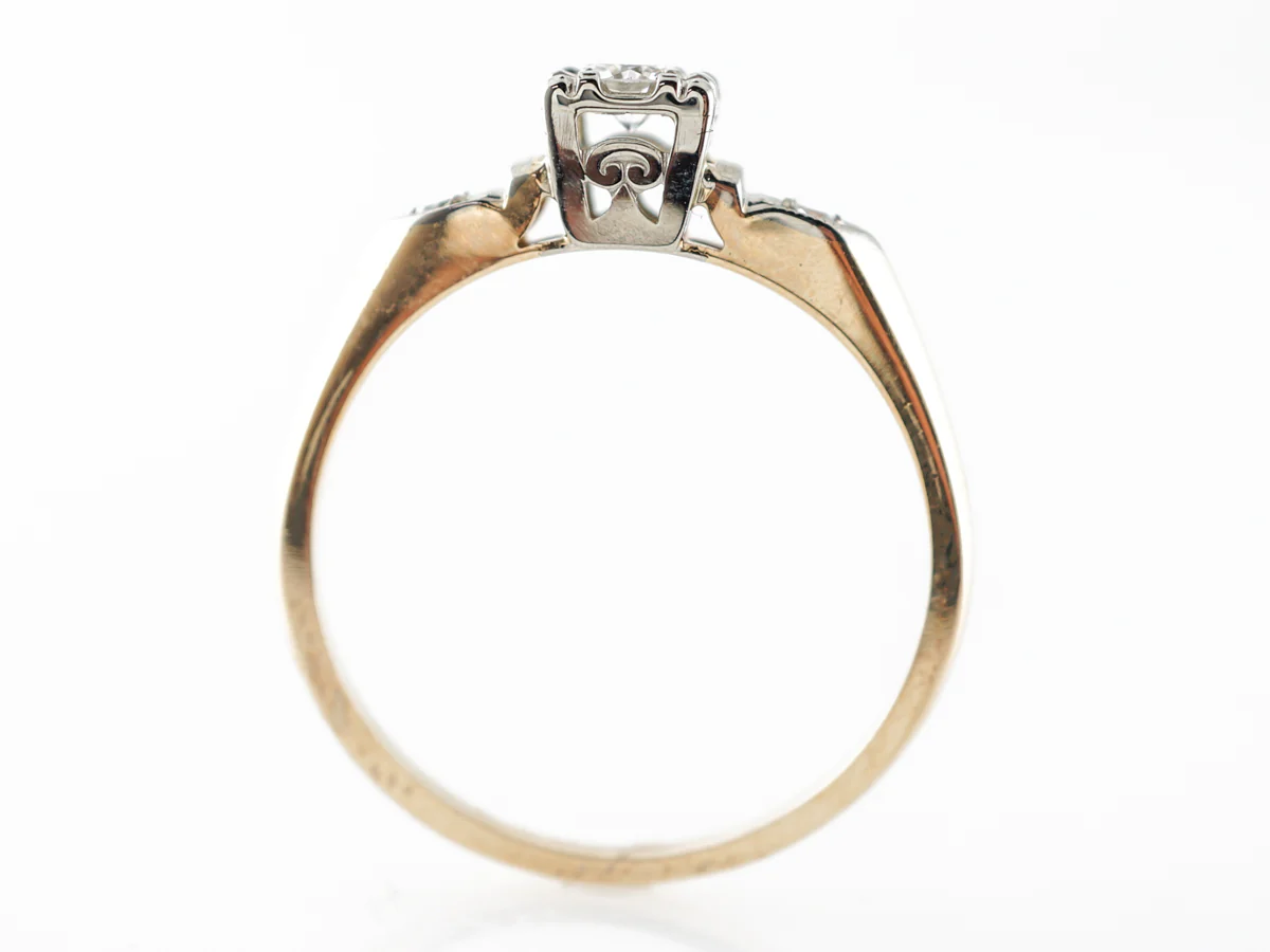 1940's Diamond Engagement Ring in White Gold & Yellow Gold - Image 4