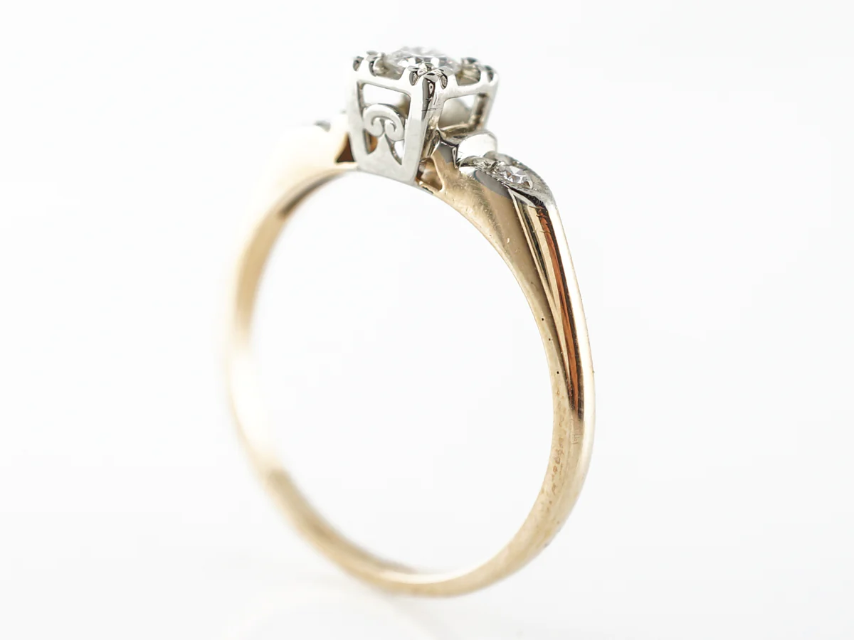 1940's Diamond Engagement Ring in White Gold & Yellow Gold - Image 5