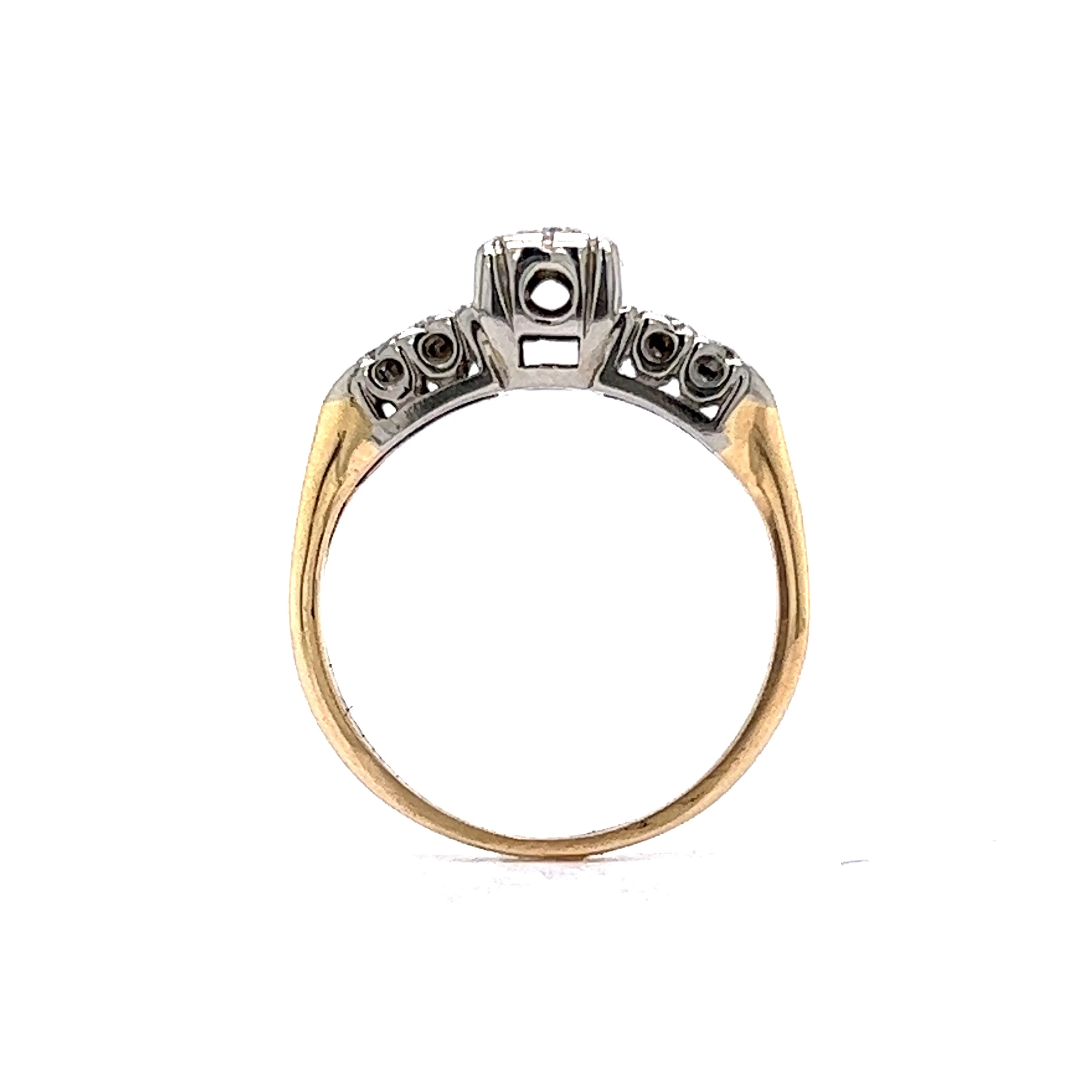 1940's Diamond Retro Engagement Ring in 14k Yellow Gold - Image 4