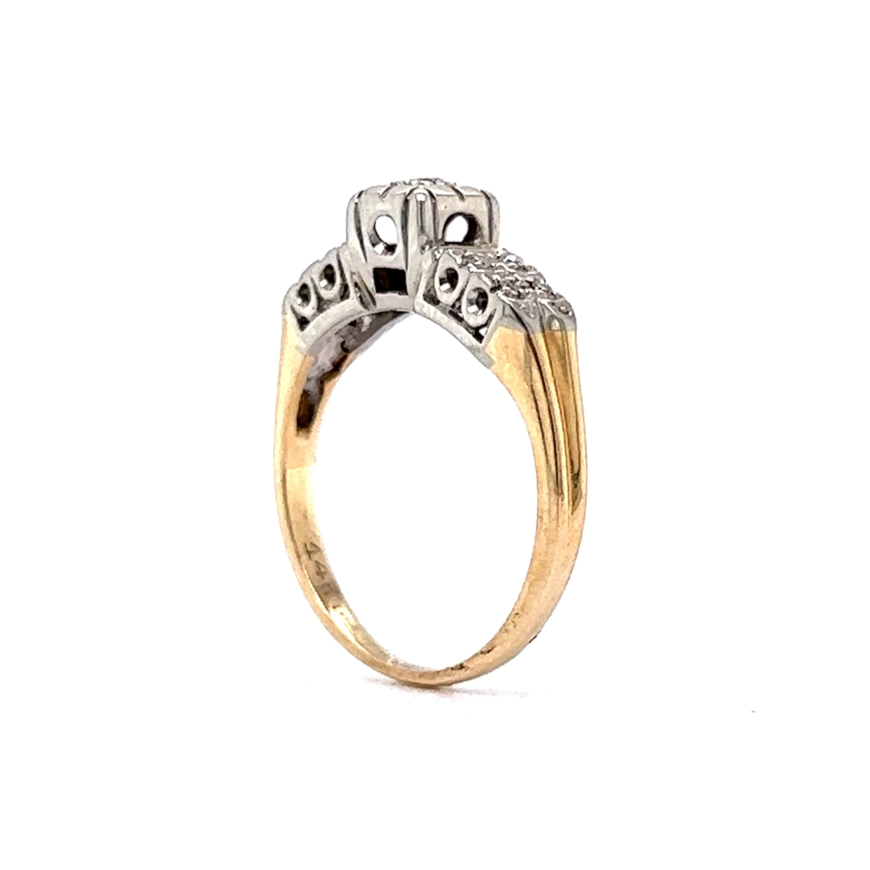 1940's Diamond Retro Engagement Ring in 14k Yellow Gold - Image 5