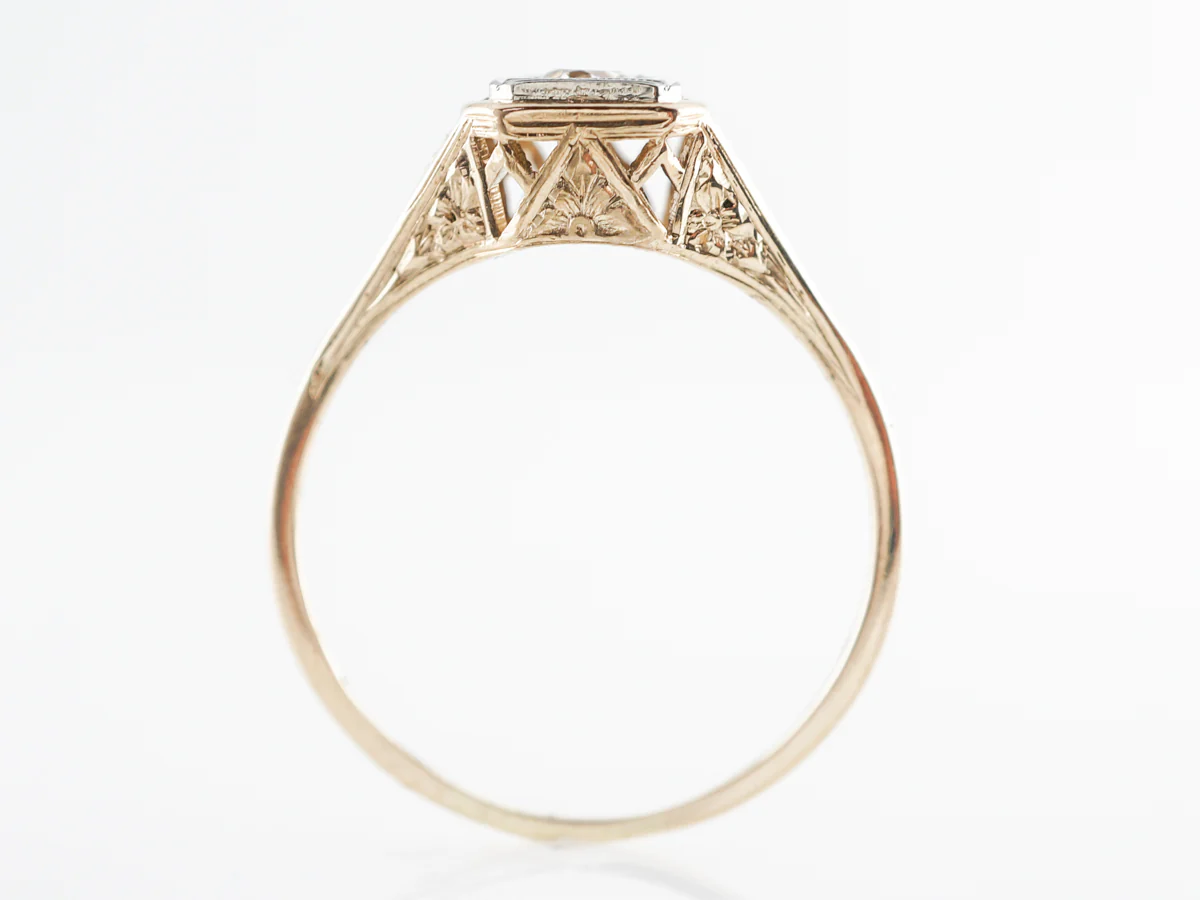 1940's Old Euro Diamond Filigree Engagement Ring - Image 4